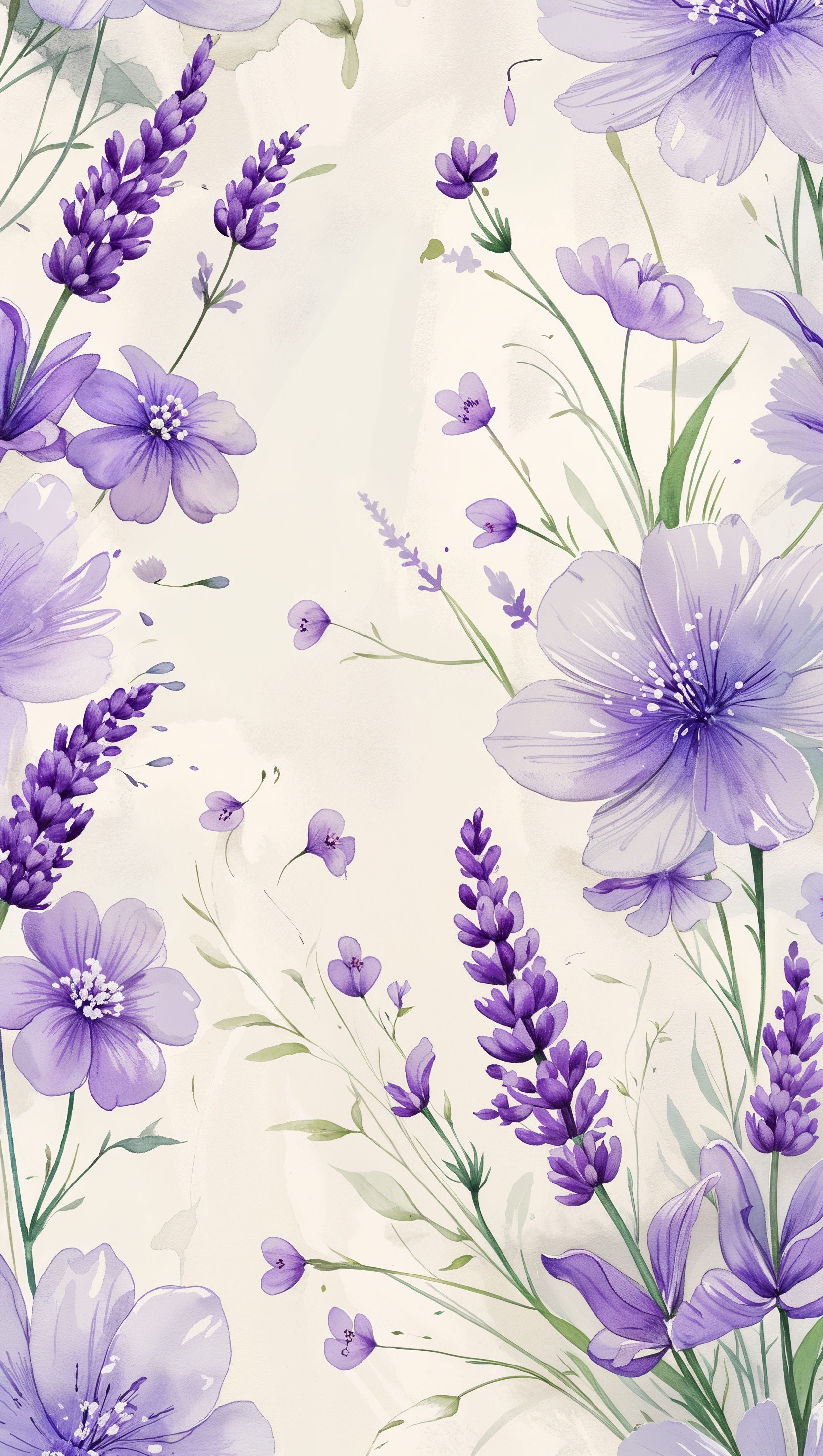 iPhone wallpaper with vintage-style lavender flower pattern