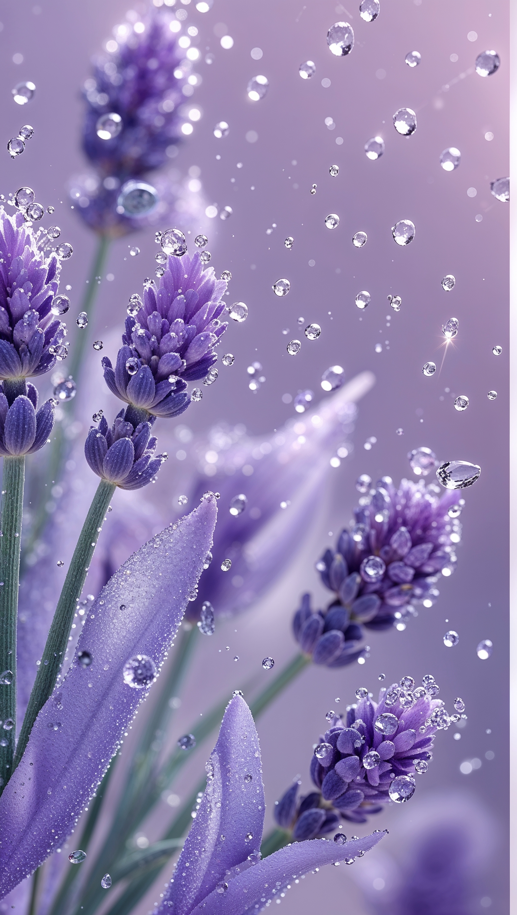 iPhone wallpaper with lavender and dew drops