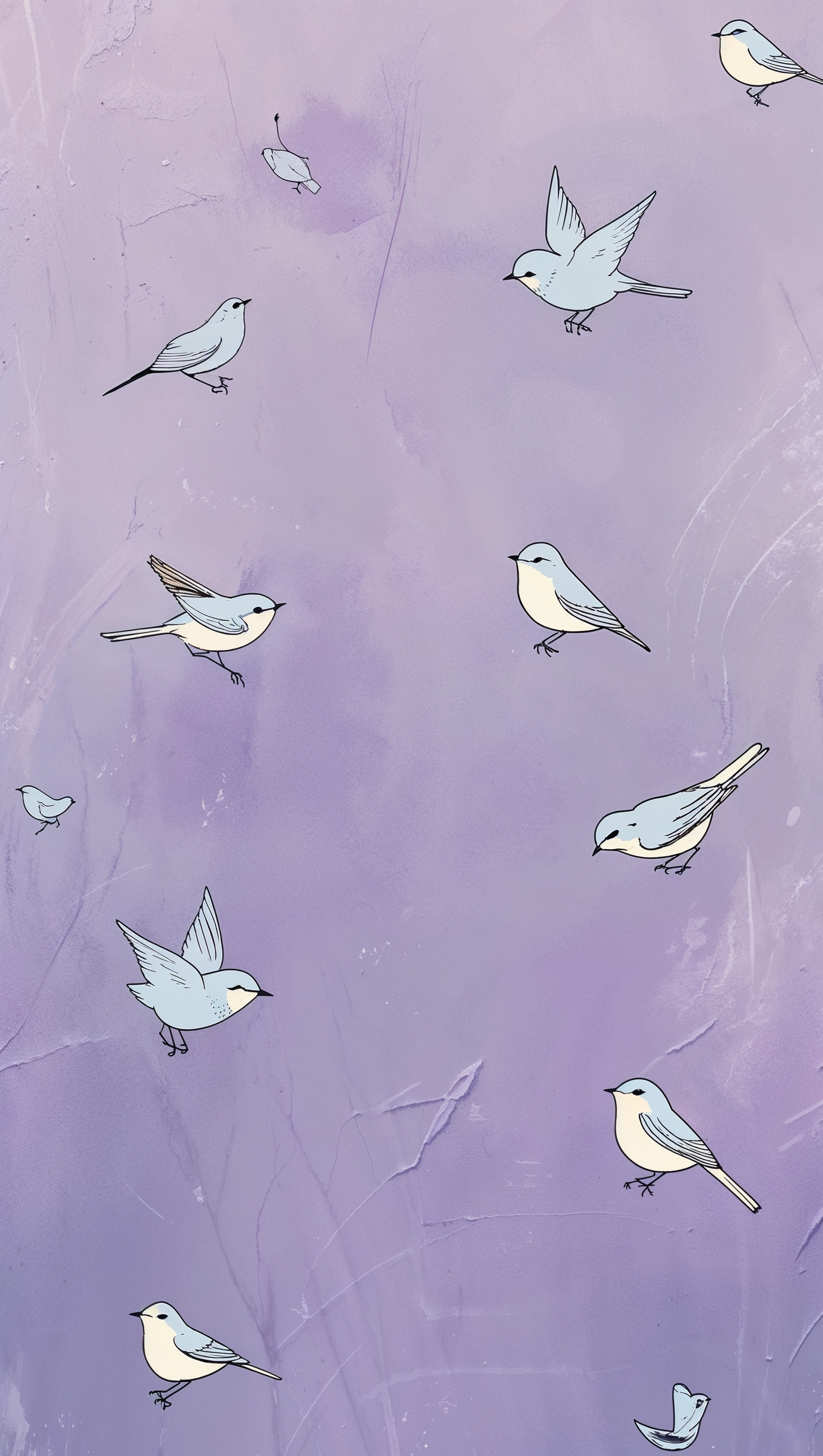 iPhone wallpaper with lavender and small birds