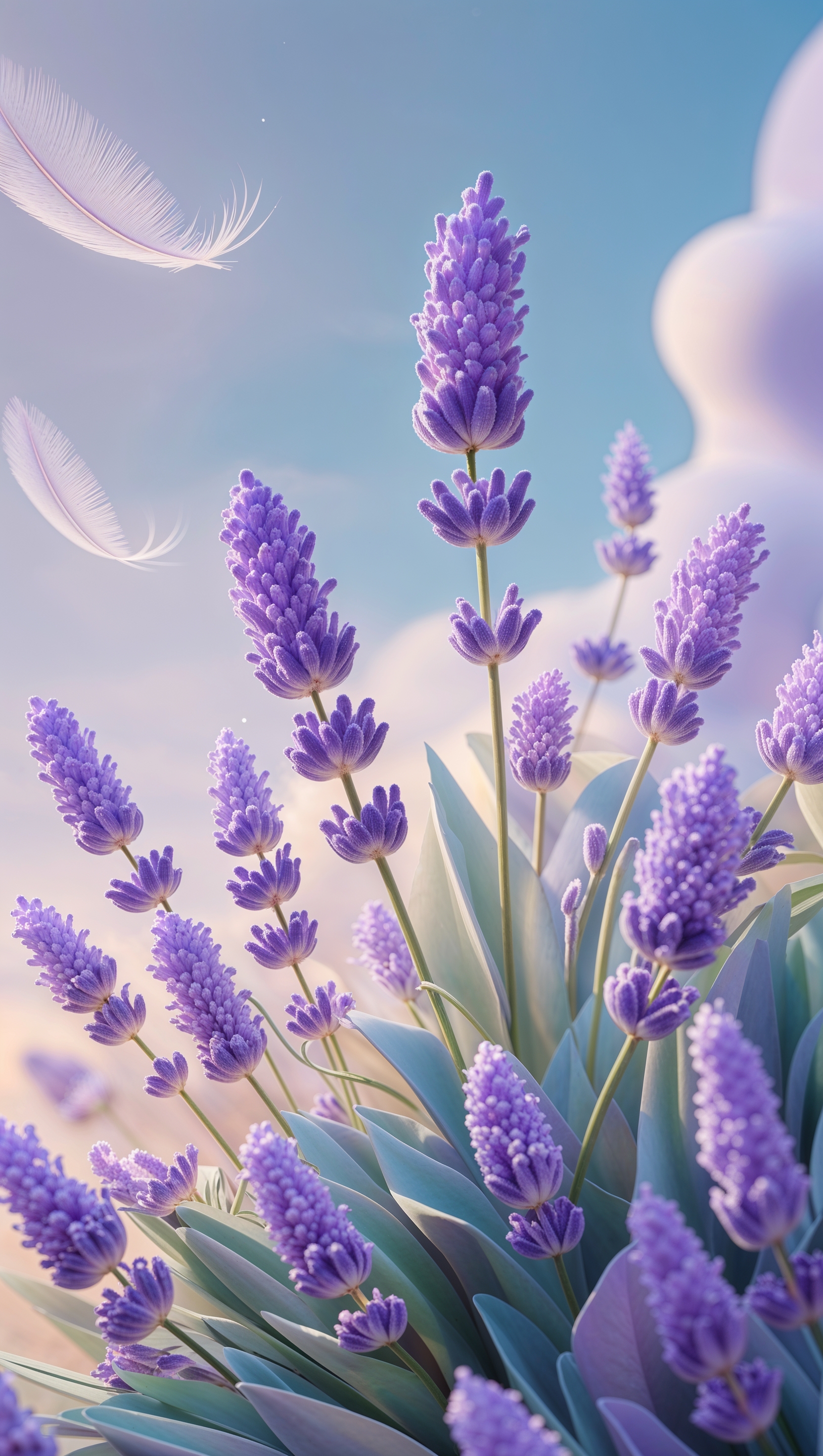 3D design of lavender flowers iPhone wallpaper