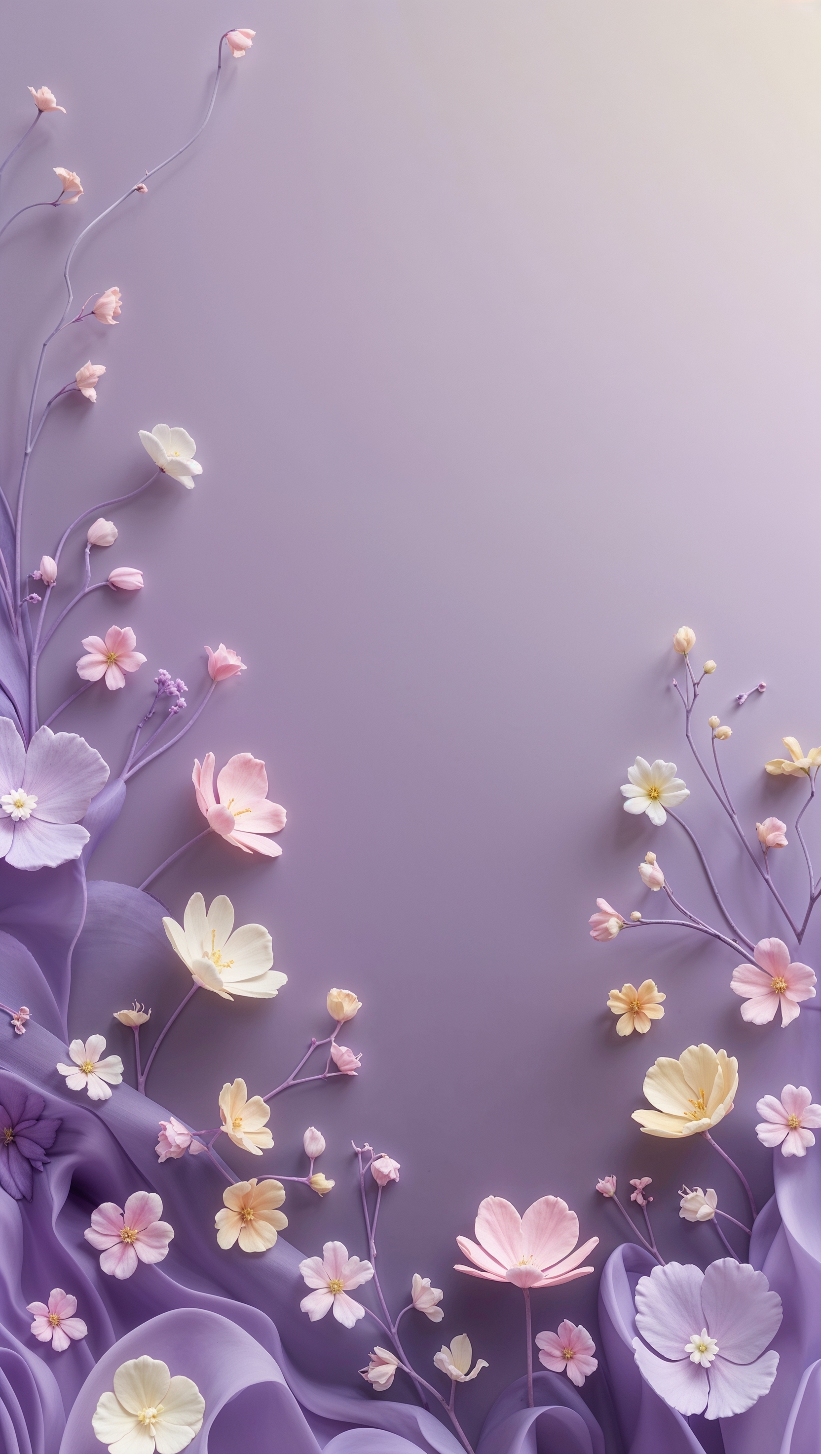 iPhone wallpaper with lavender background and small flowers