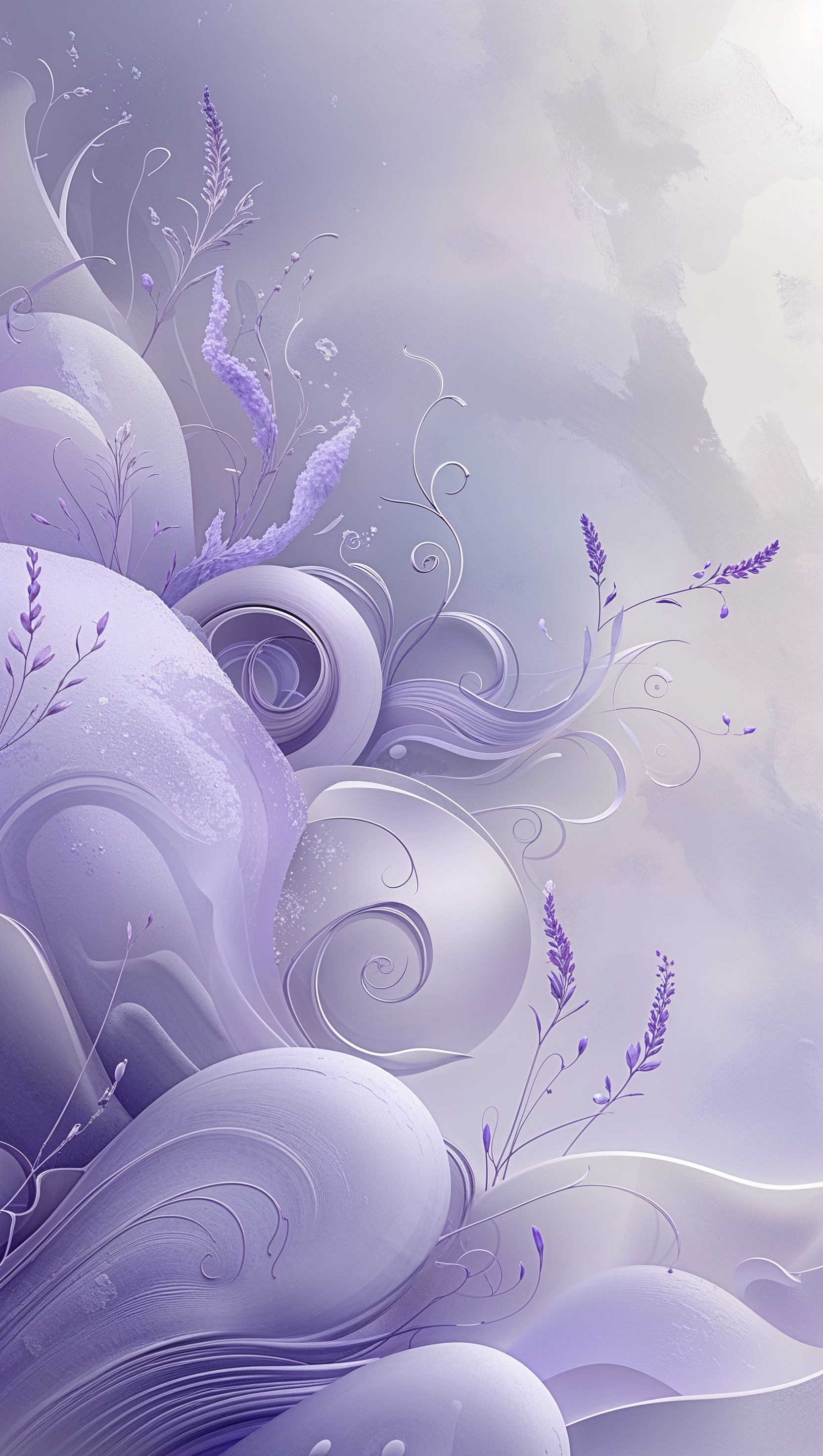 iPhone wallpaper with lavender and abstract patterns