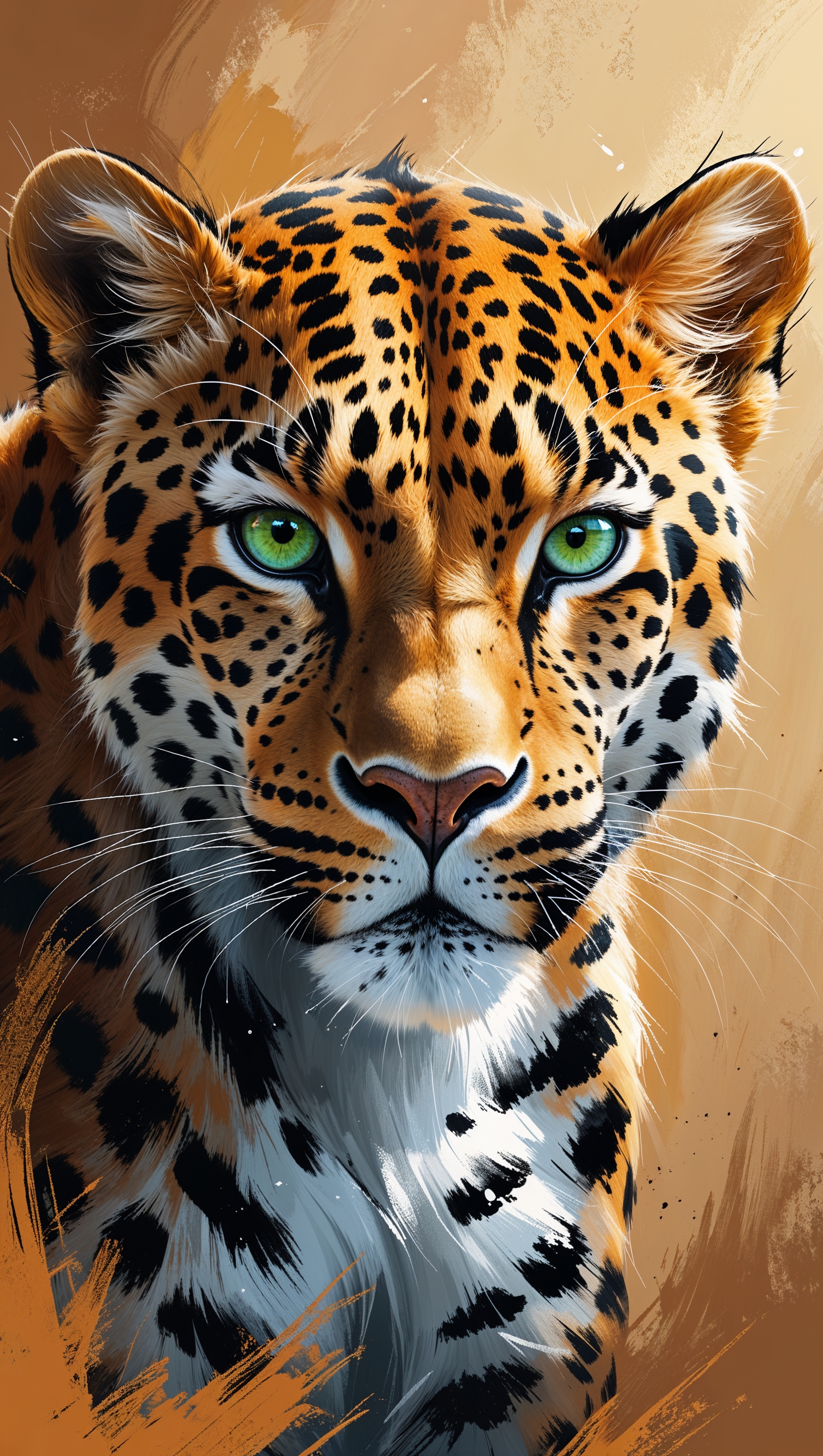 iPhone wallpaper with a leopard digital painting