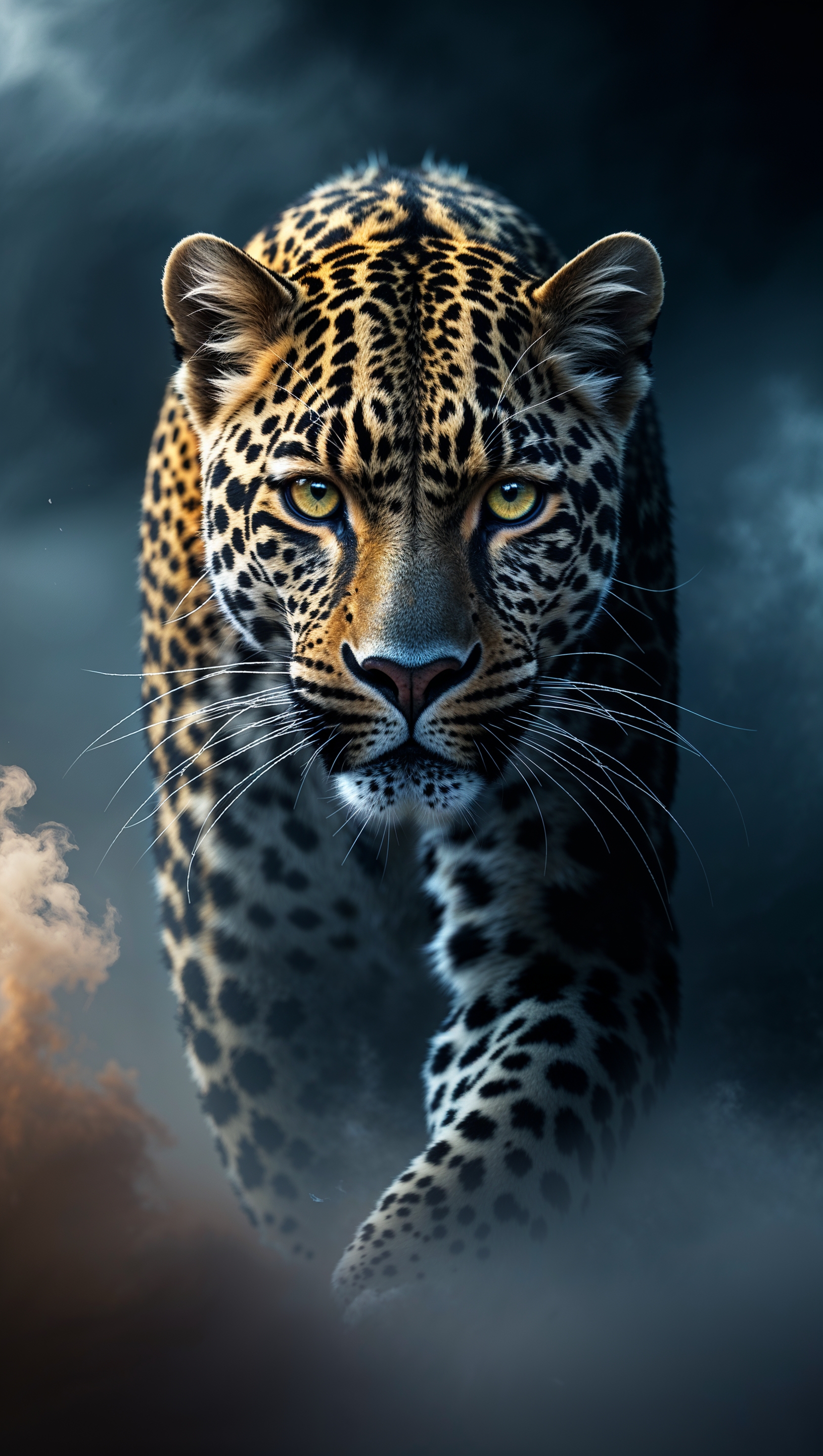 Leopard iPhone wallpaper with dark shadowy design