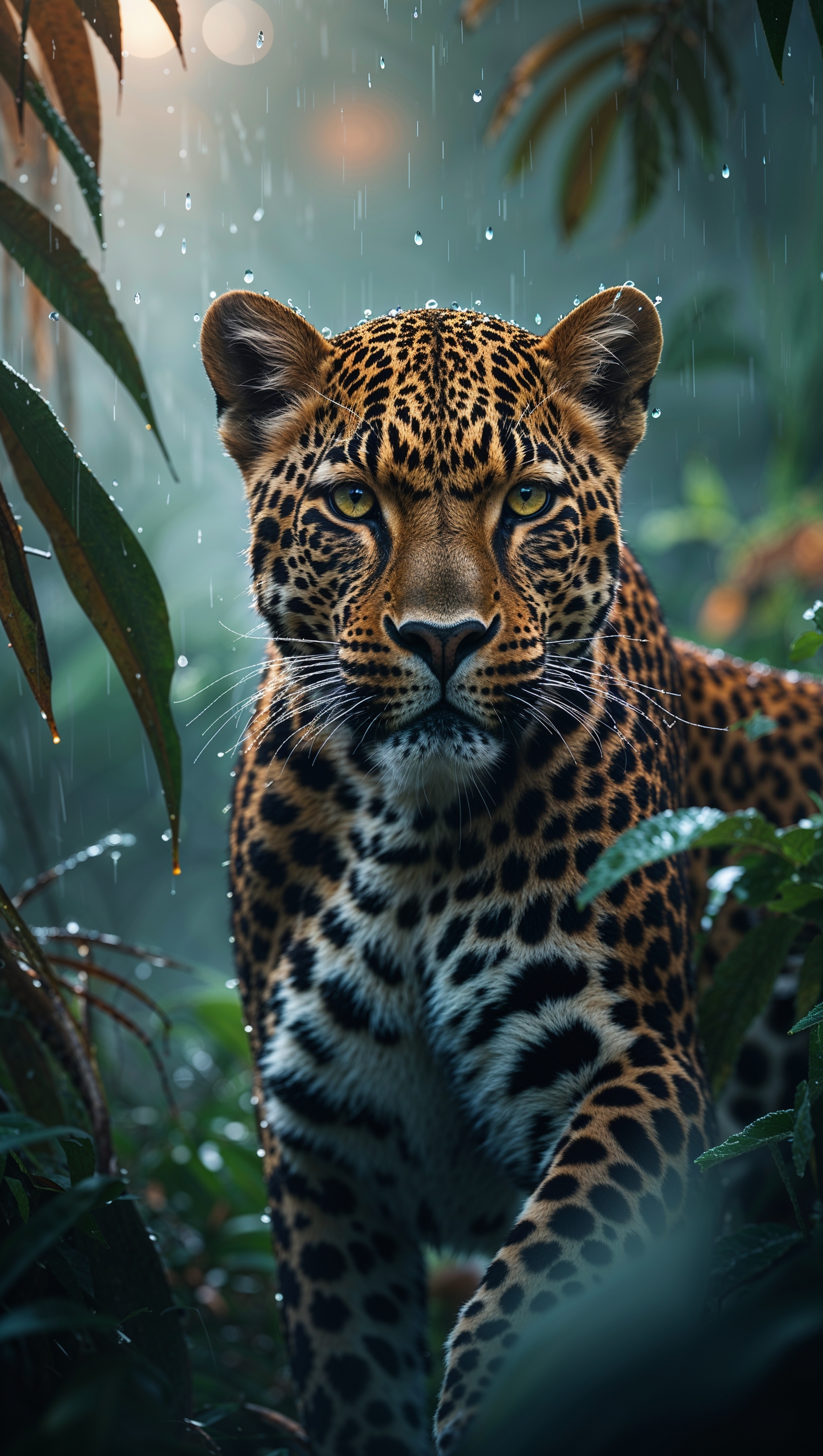 iPhone wallpaper with a leopard in the rainforest