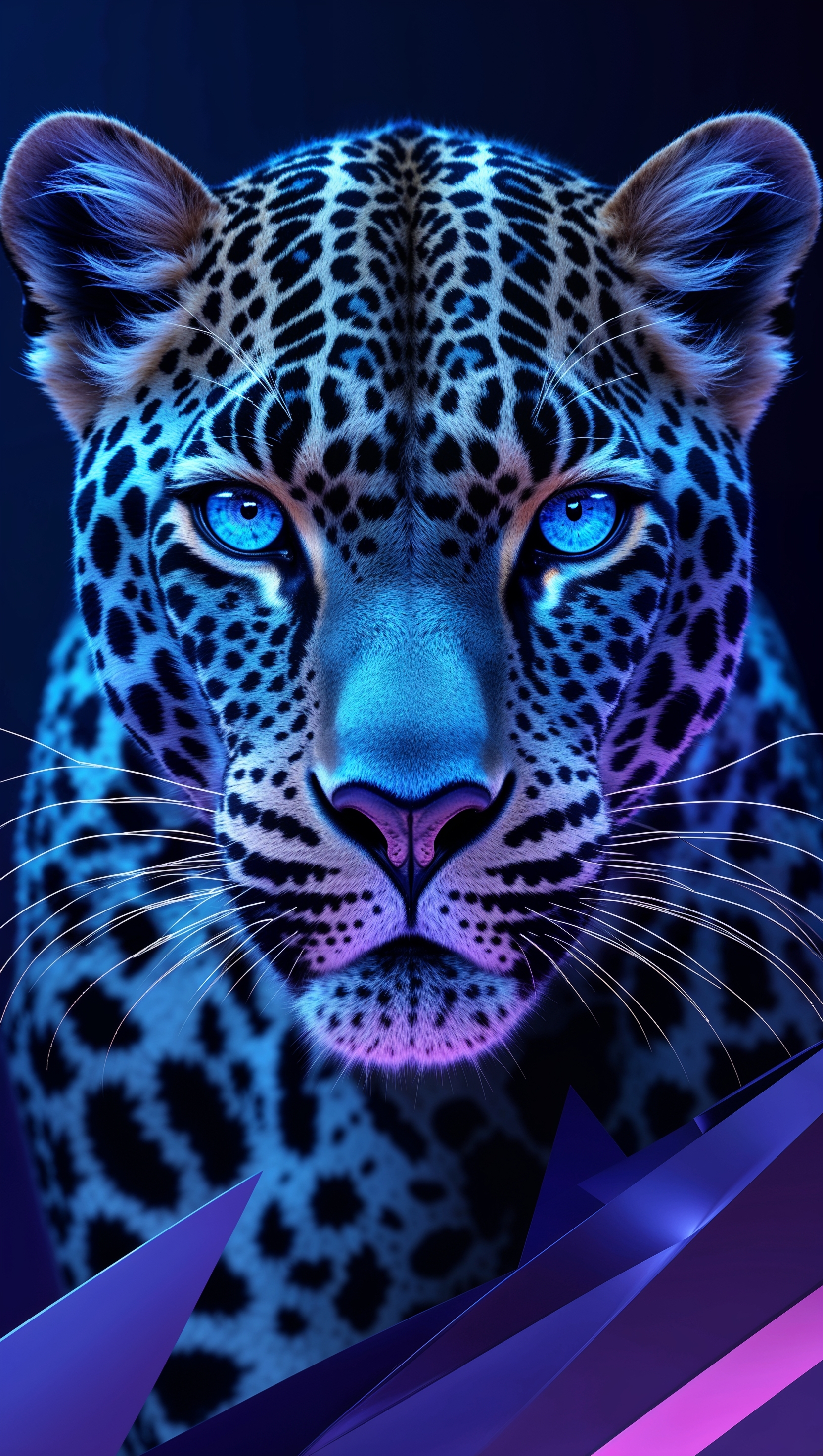 Leopard iPhone wallpaper with geometric pattern