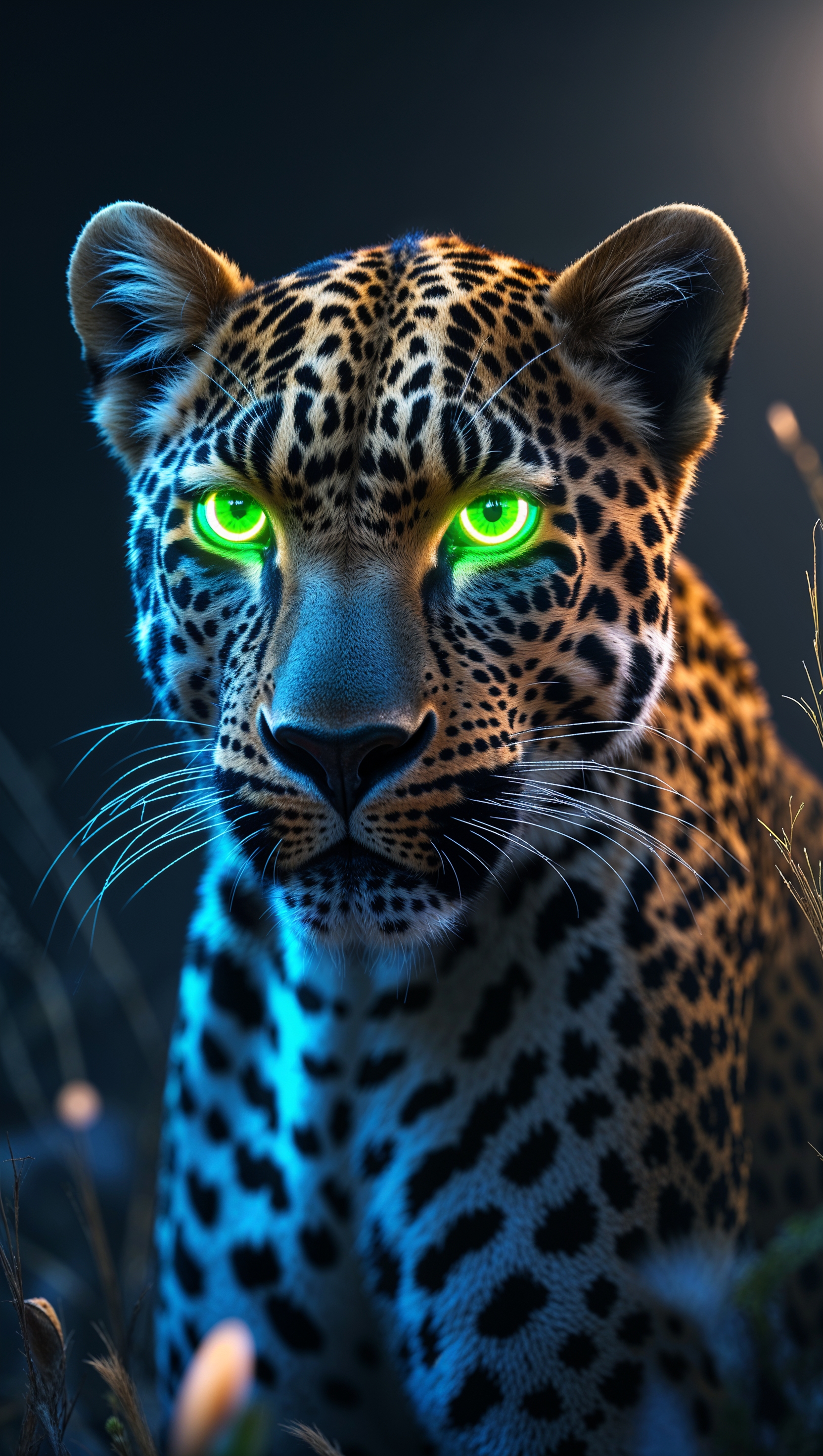 Leopard iPhone wallpaper with glowing eyes
