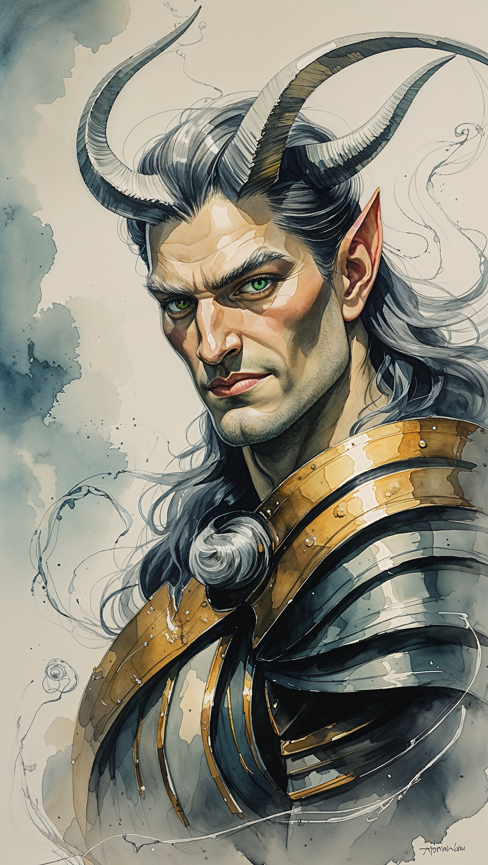 Watercolor painting of Loki