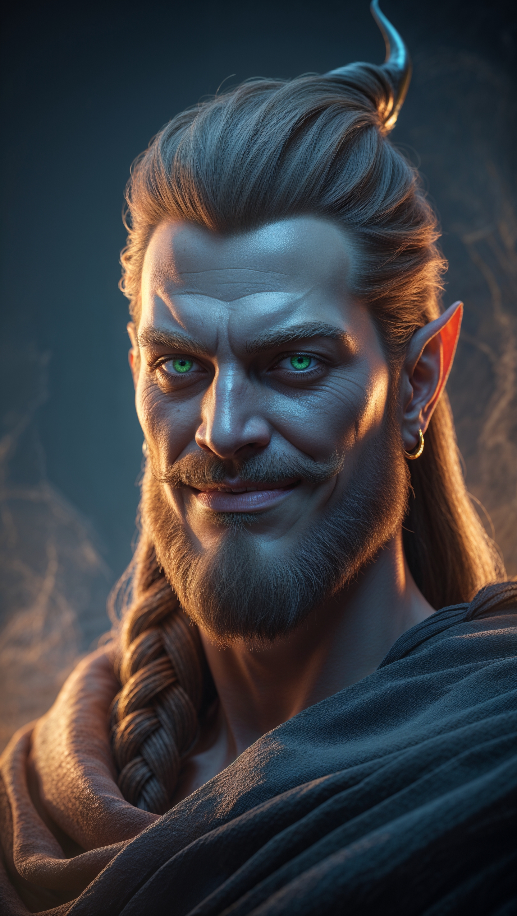 Realistic portrait of Loki with soft lighting