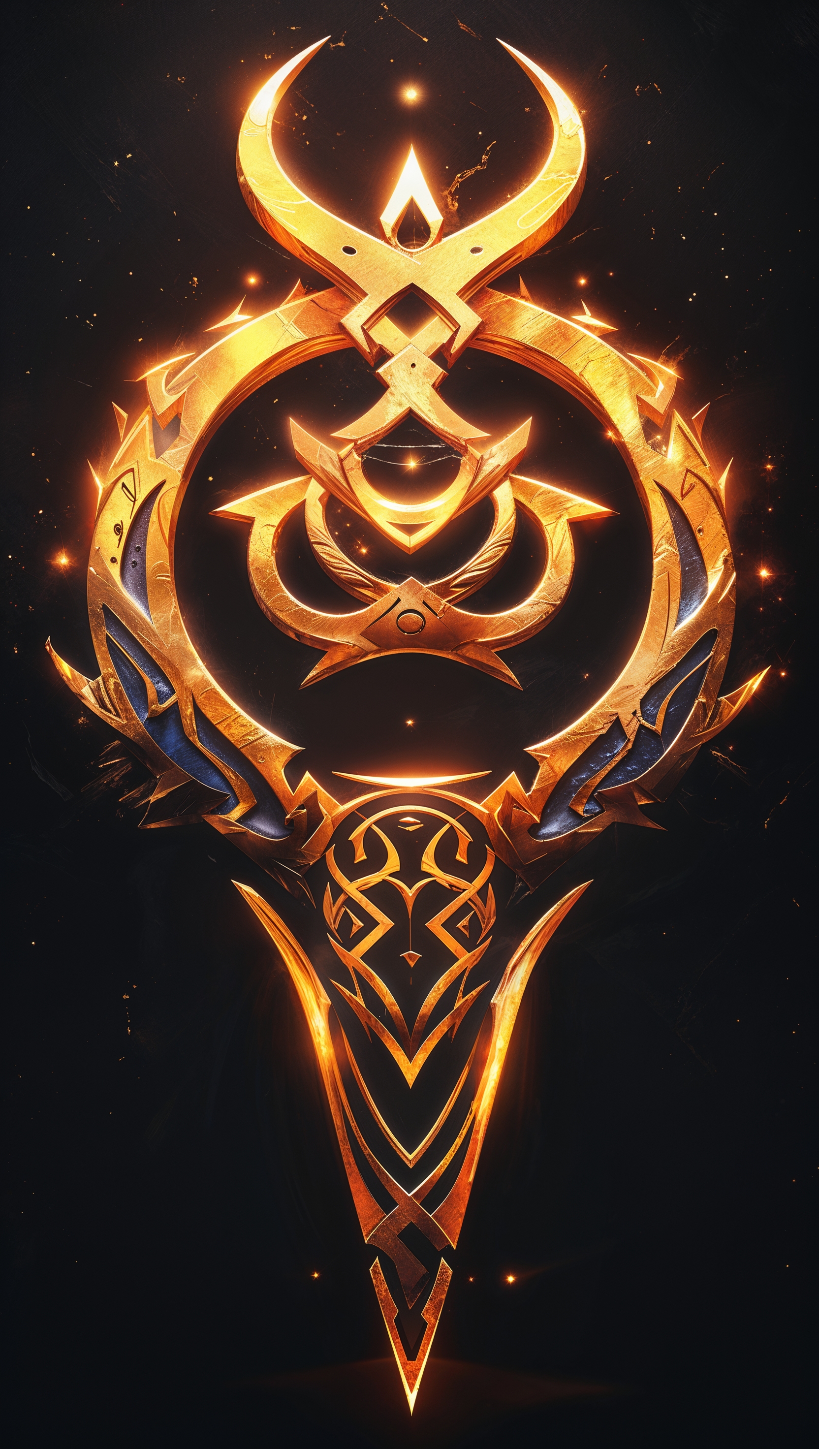 Glowing Loki logo on a black background