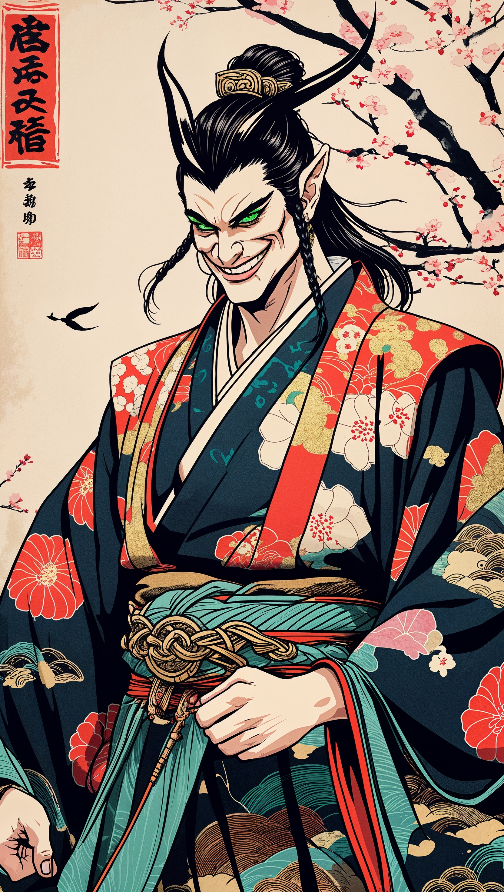 Loki in traditional Japanese art style