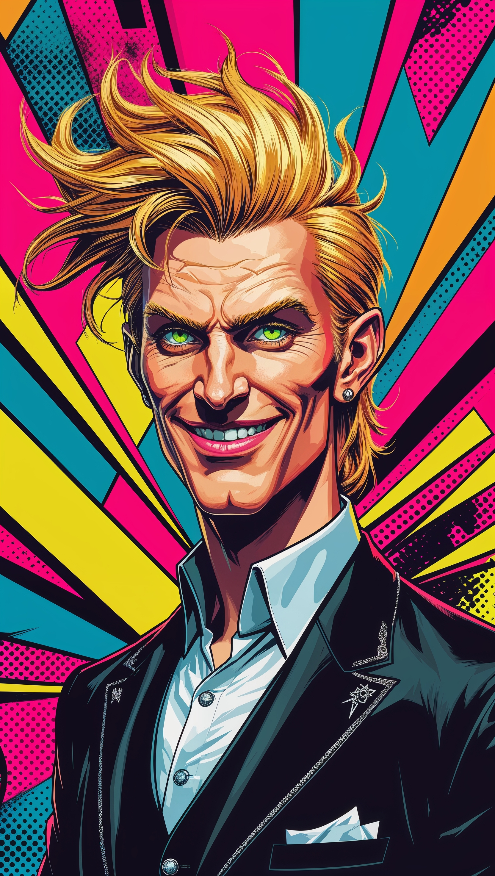 Loki with a colorful pop art background