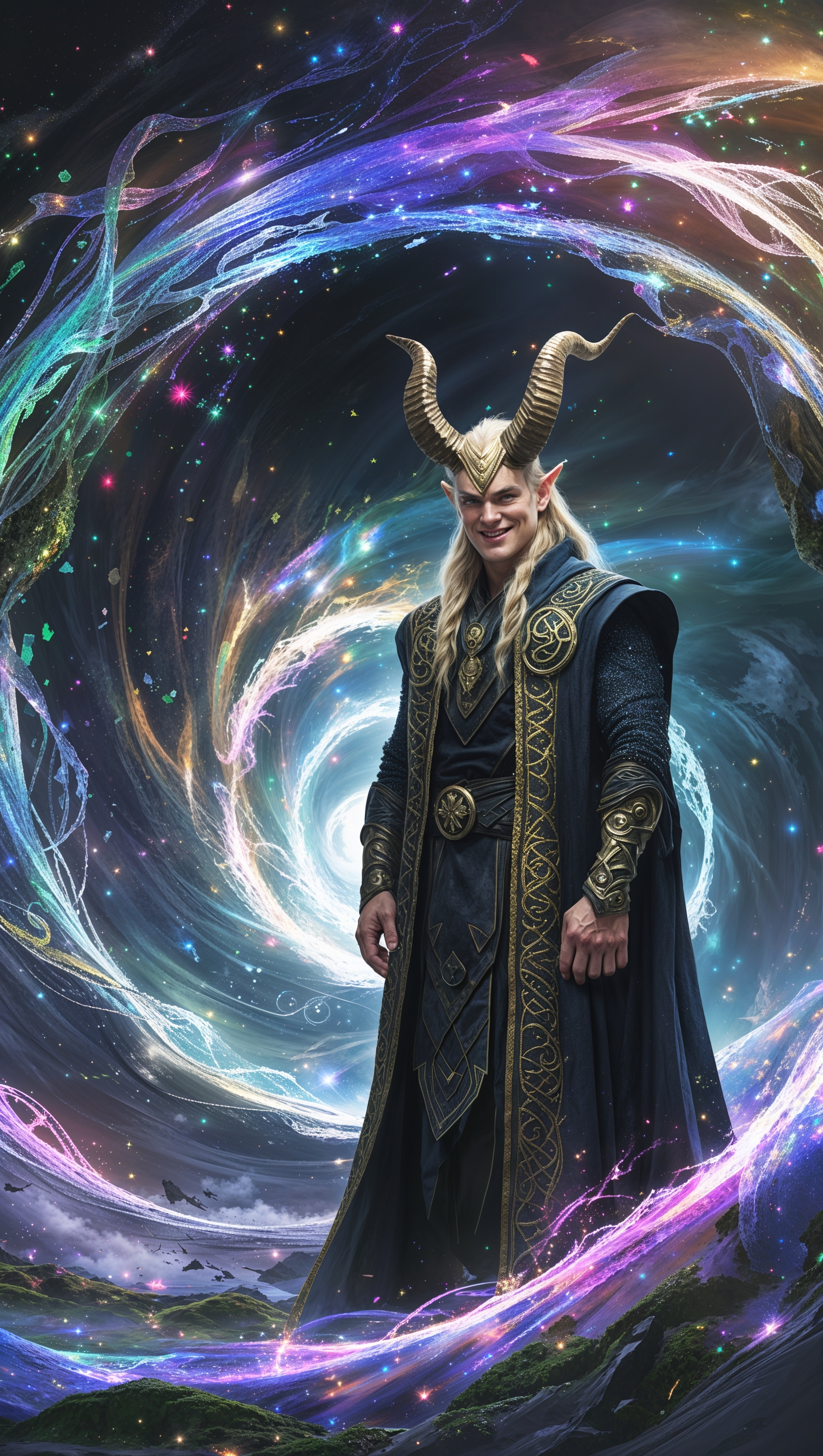 Loki standing beside a portal to multiverses