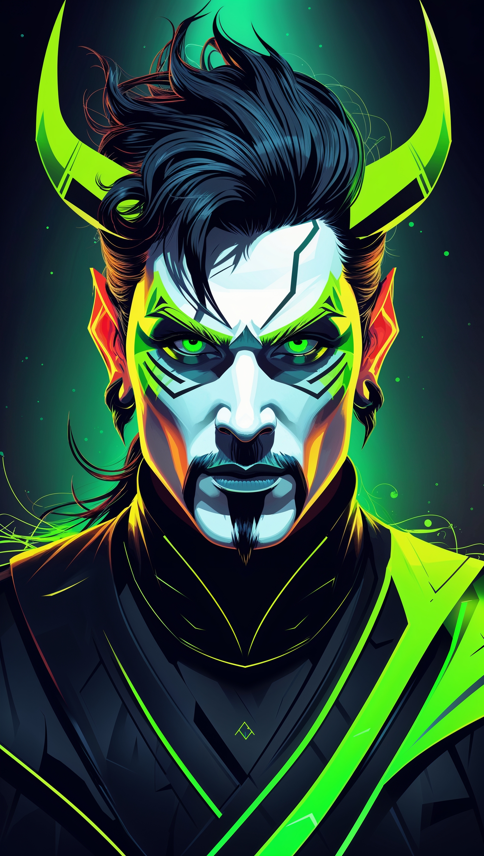 Loki in neon green and black style