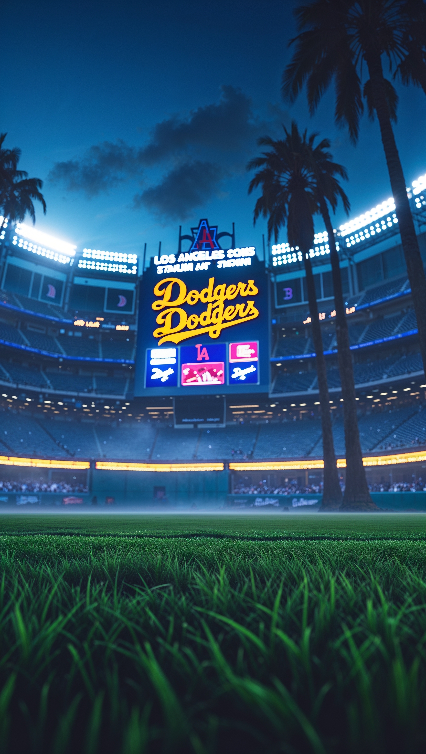 iPhone wallpaper of Los Angeles Dodgers stadium at night