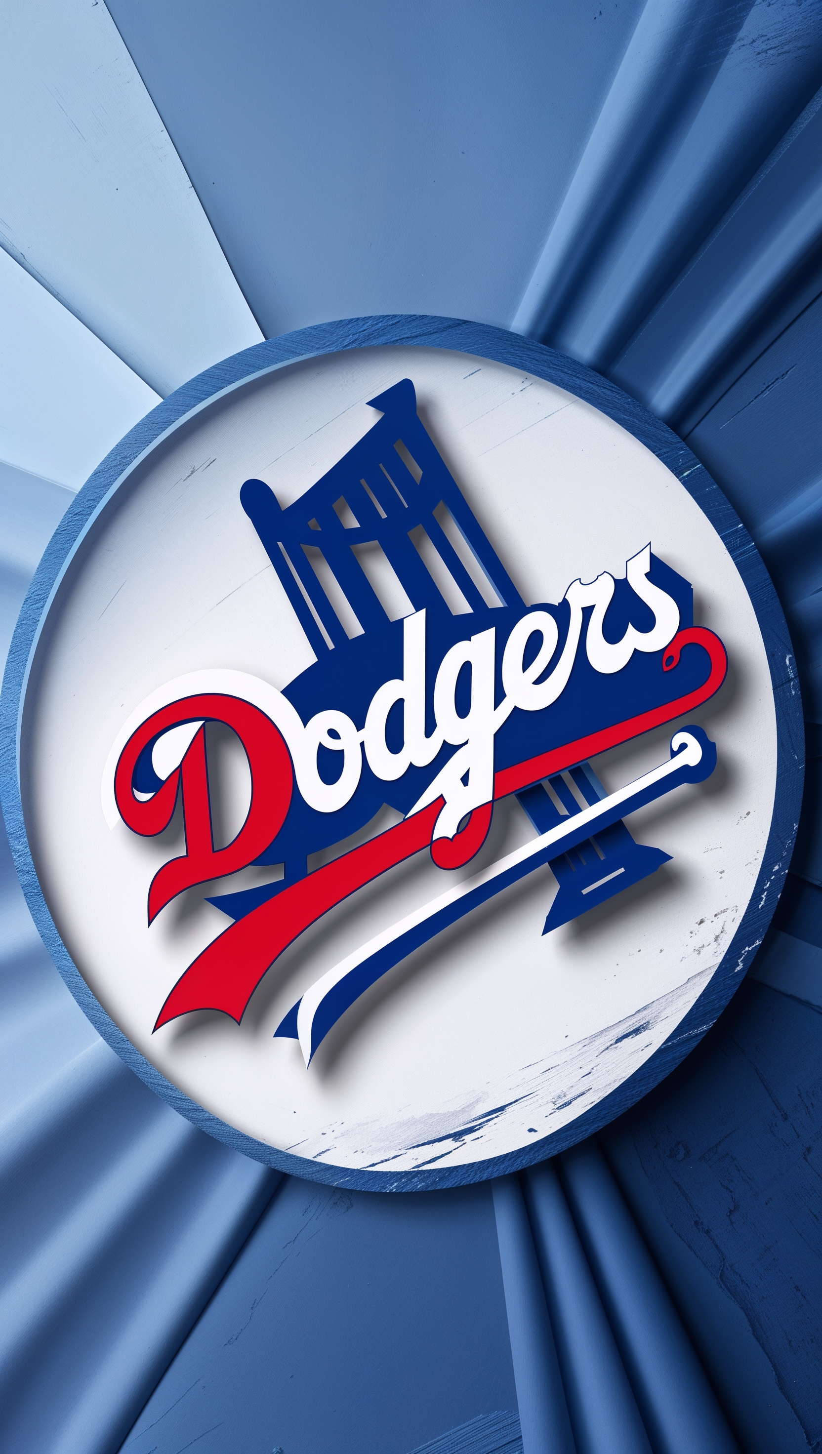 iPhone wallpaper with Los Angeles Dodgers logo, blue and white background