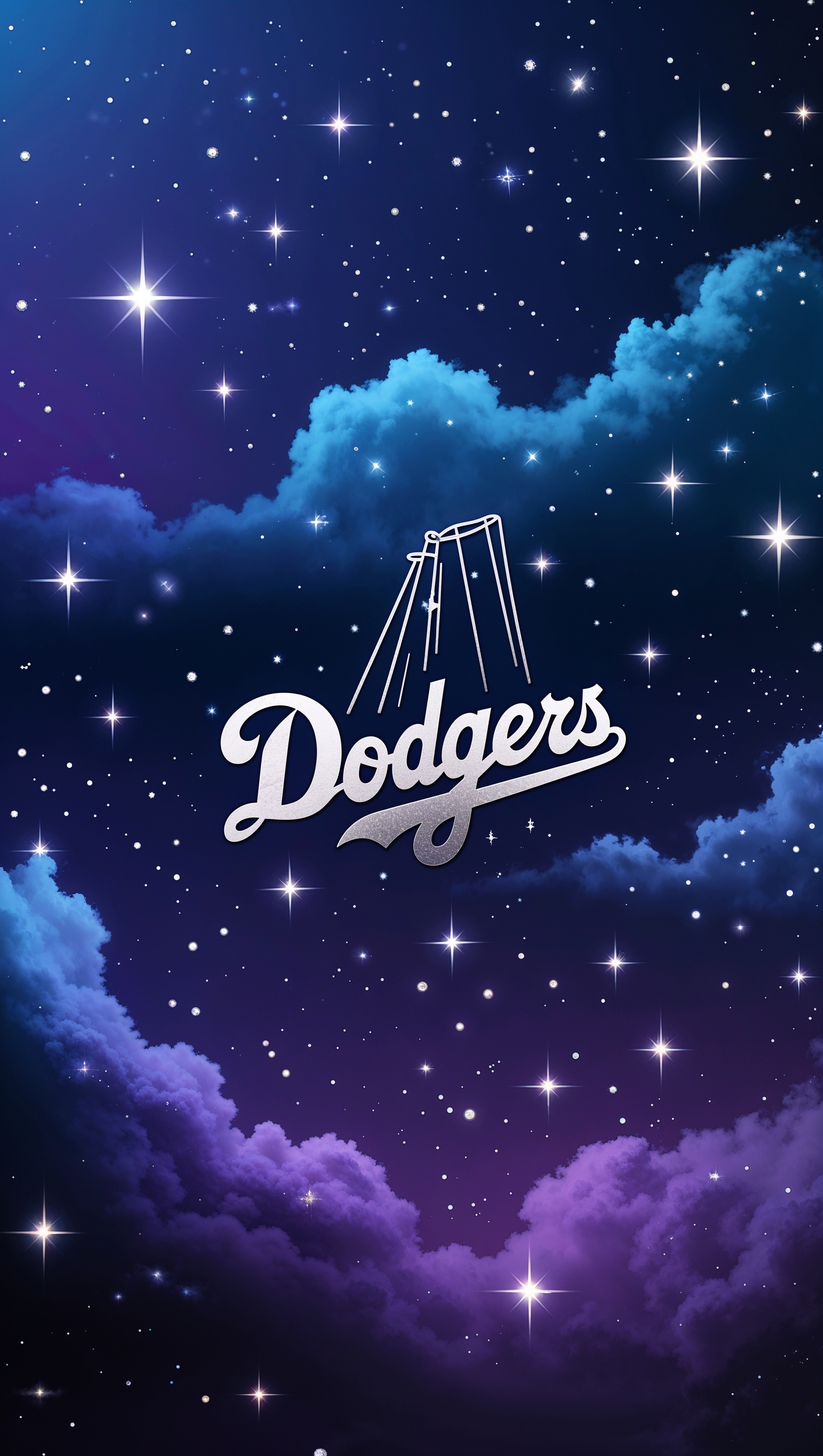 Night-themed iPhone wallpaper with stars and Dodgers