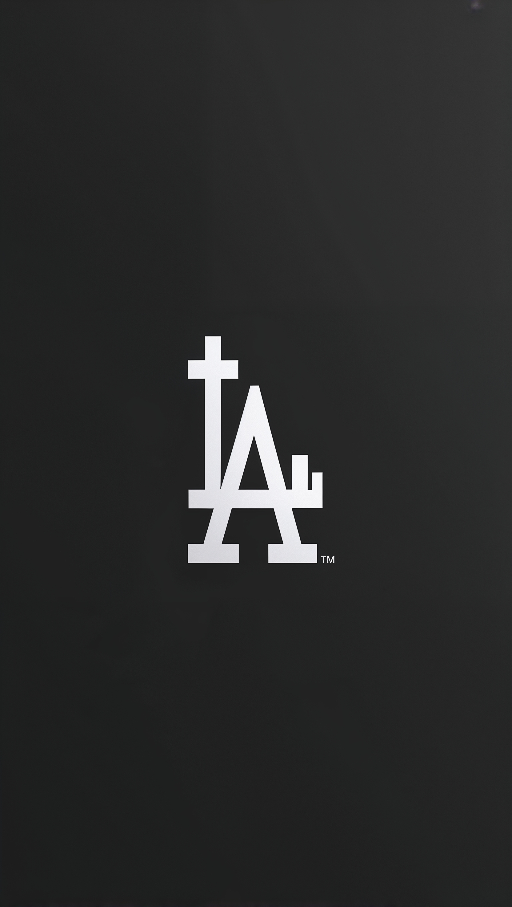 iPhone wallpaper with black background and white Dodgers logo