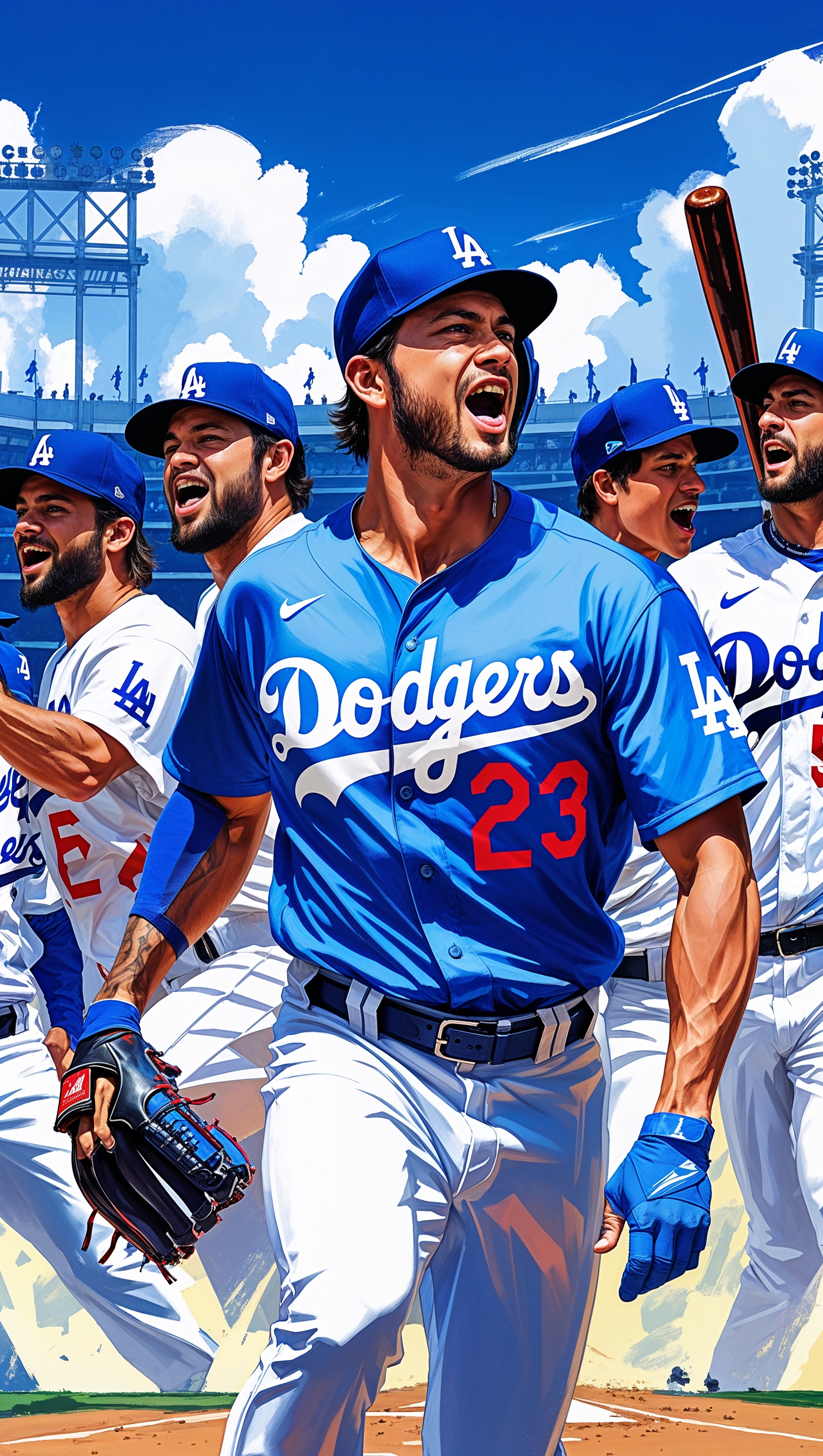 iPhone wallpaper featuring Los Angeles Dodgers players in action