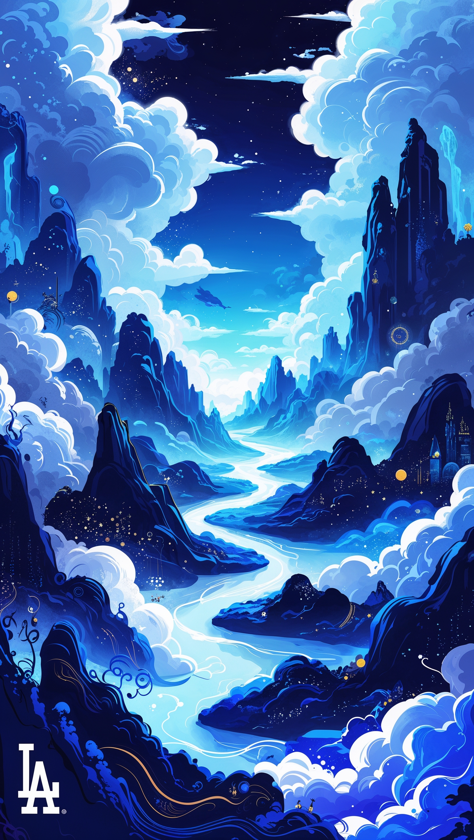 Fantasy style iPhone wallpaper with Dodgers colors