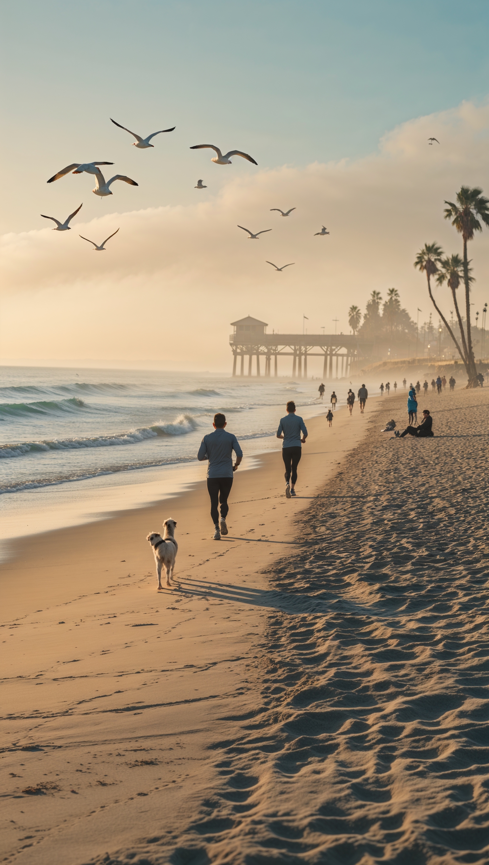 Los Angeles beach in the early morning