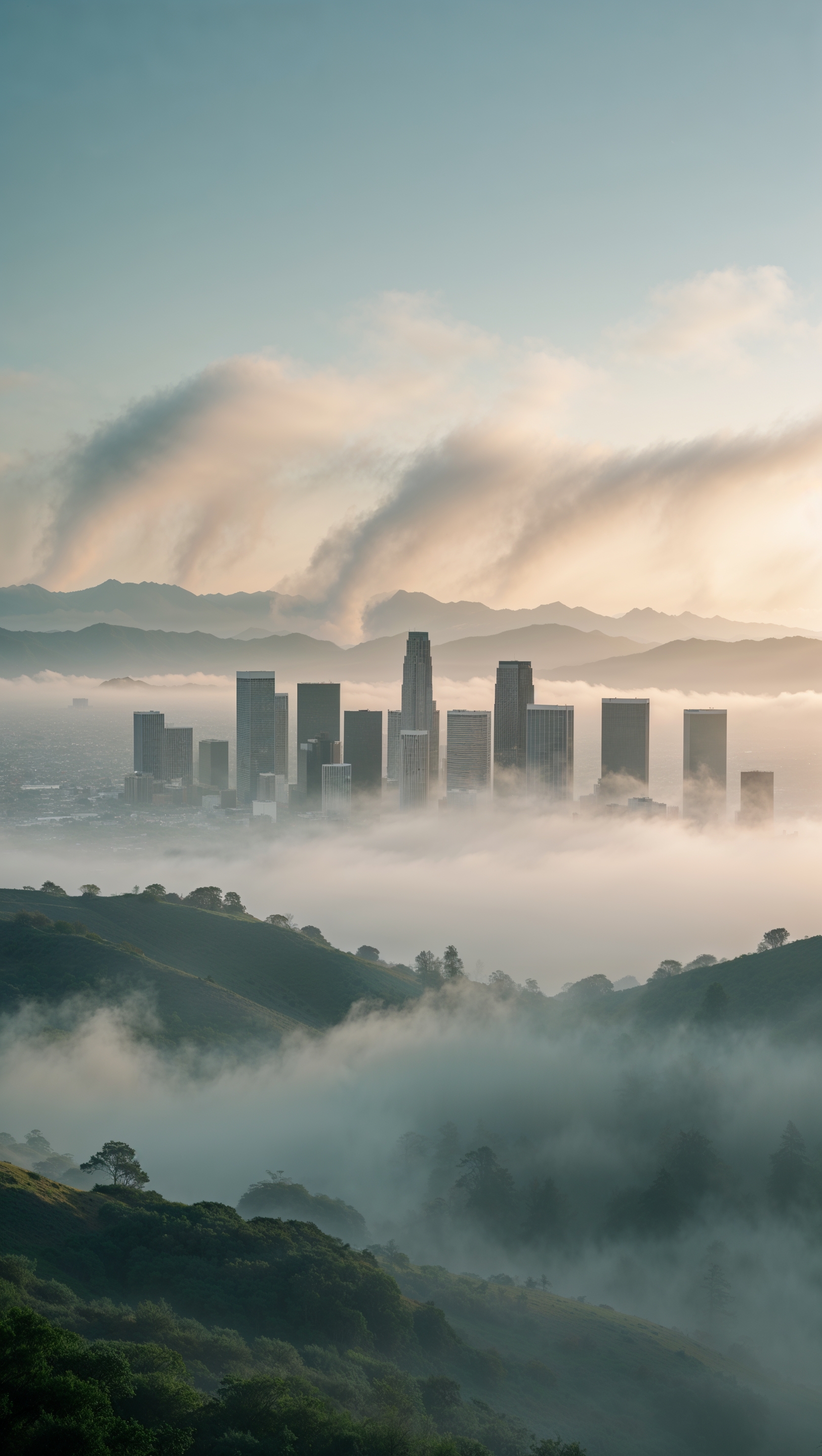 Foggy mountain view of Los Angeles
