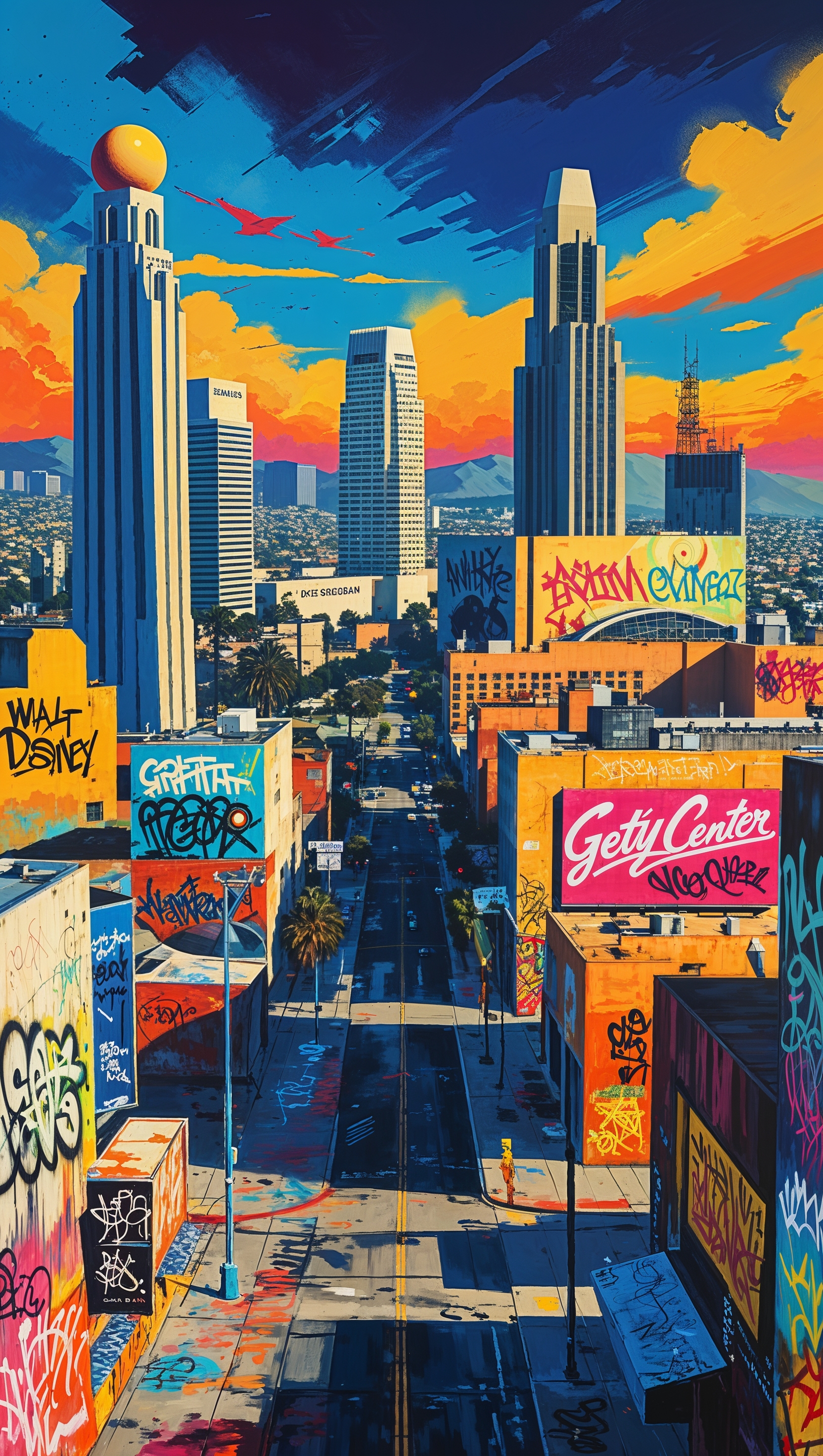 Los Angeles in street graffiti style