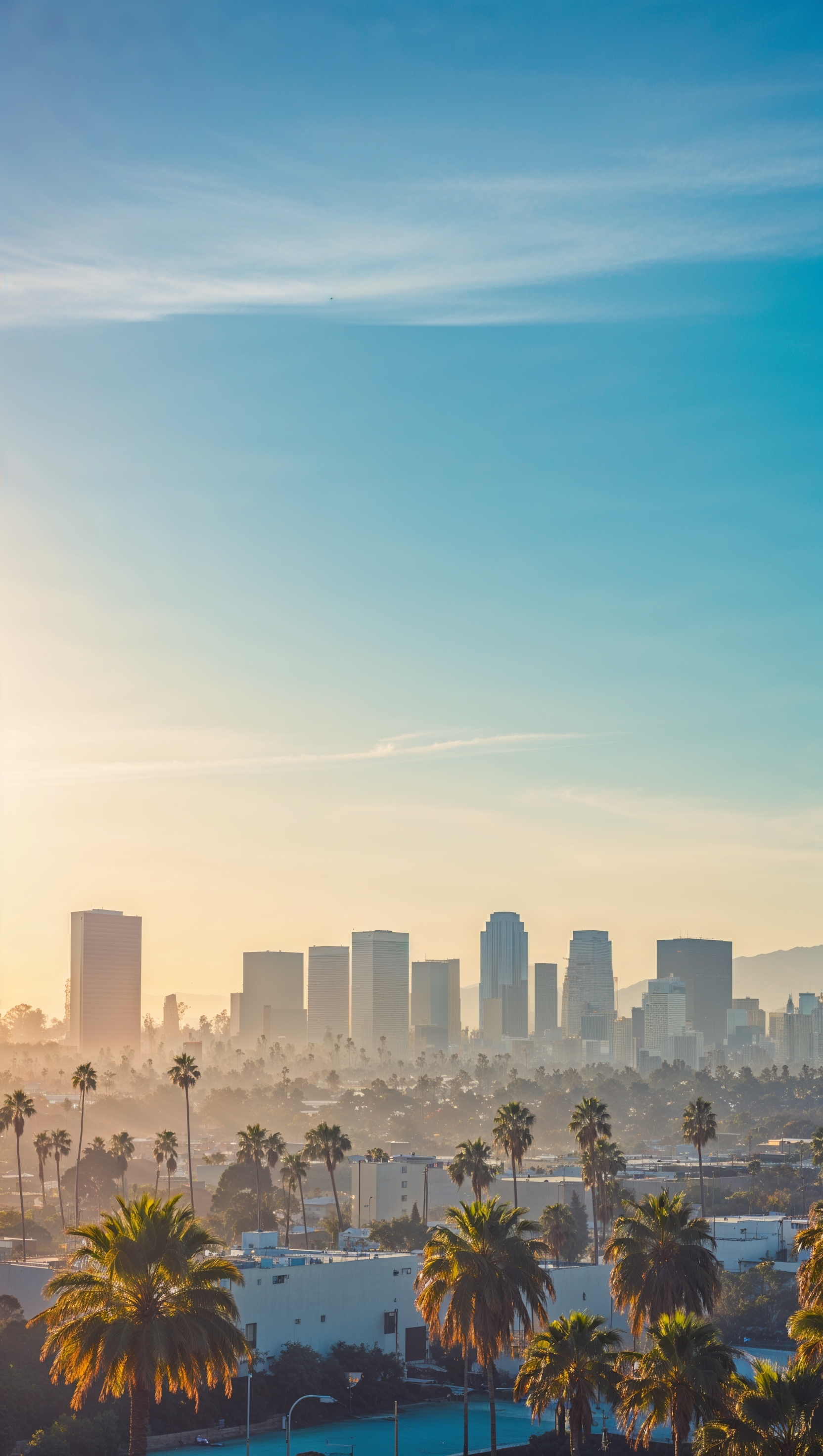 Sunny day in Los Angeles with blue sky