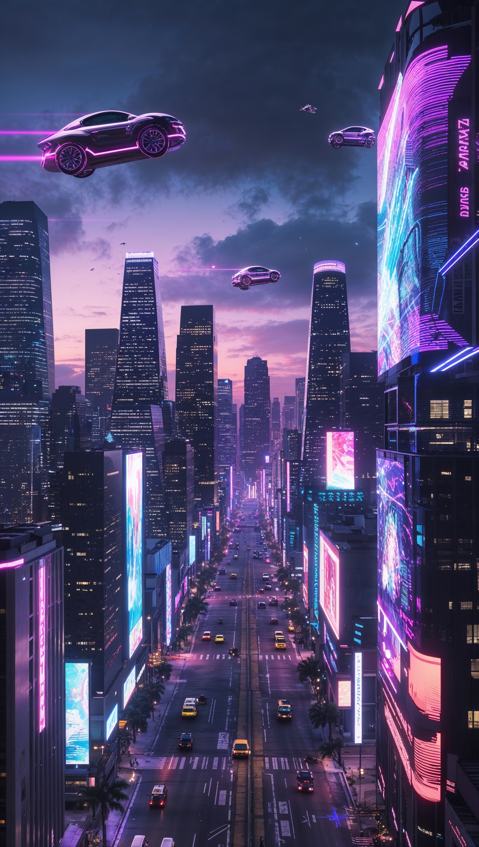 Los Angeles in cyberpunk art style