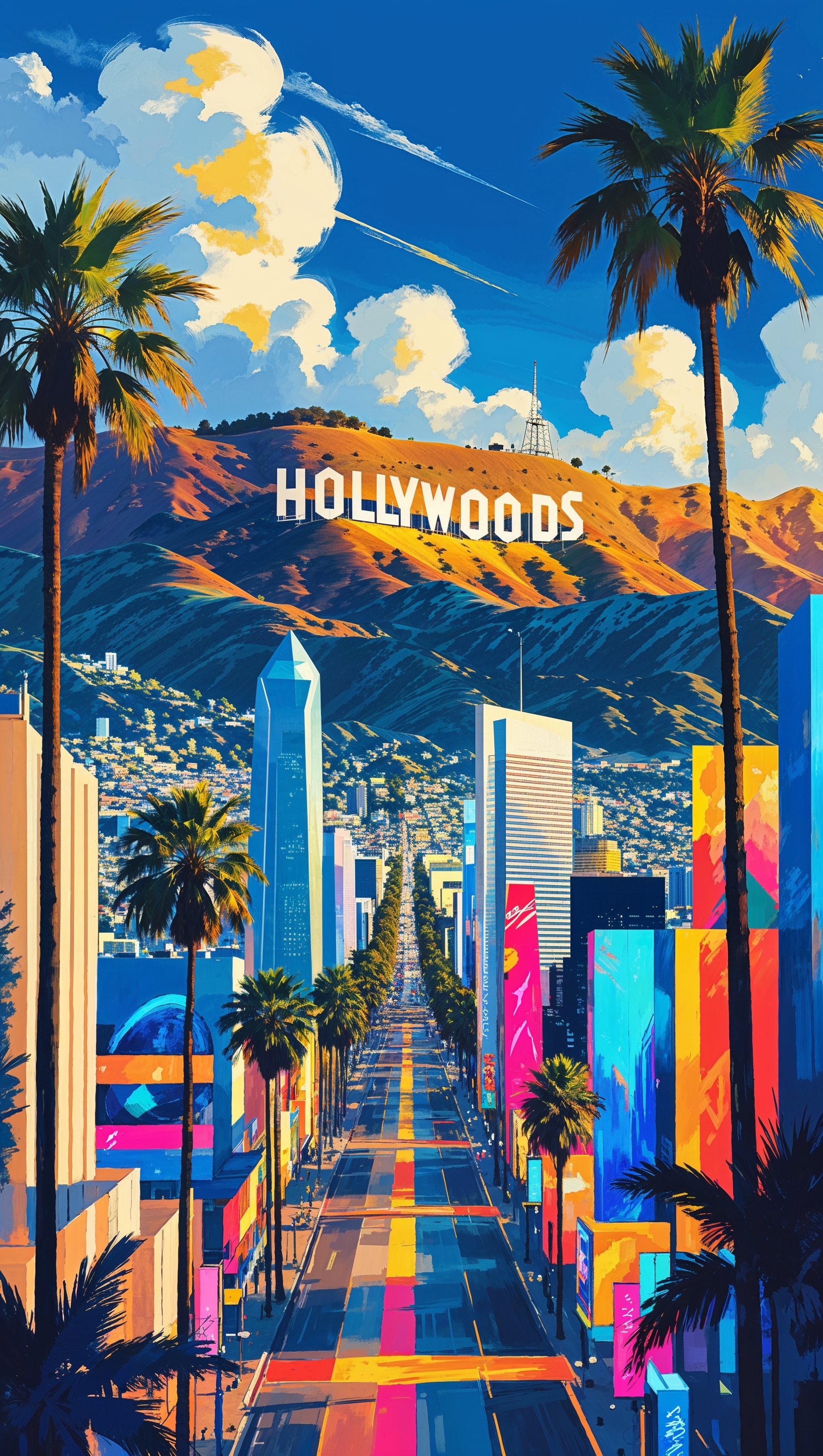 Los Angeles in digital painting style
