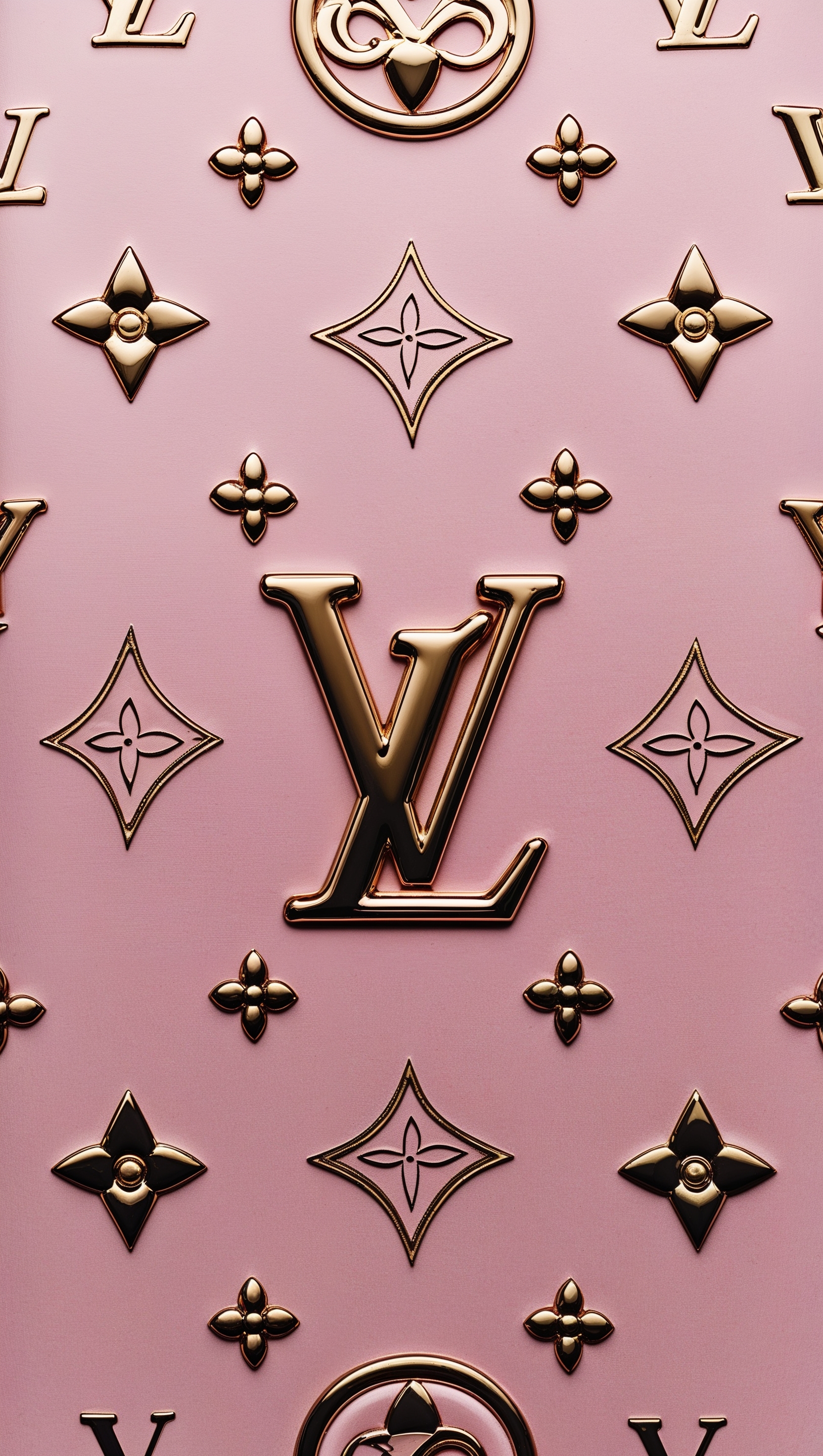 Soft pink background with LV patterns