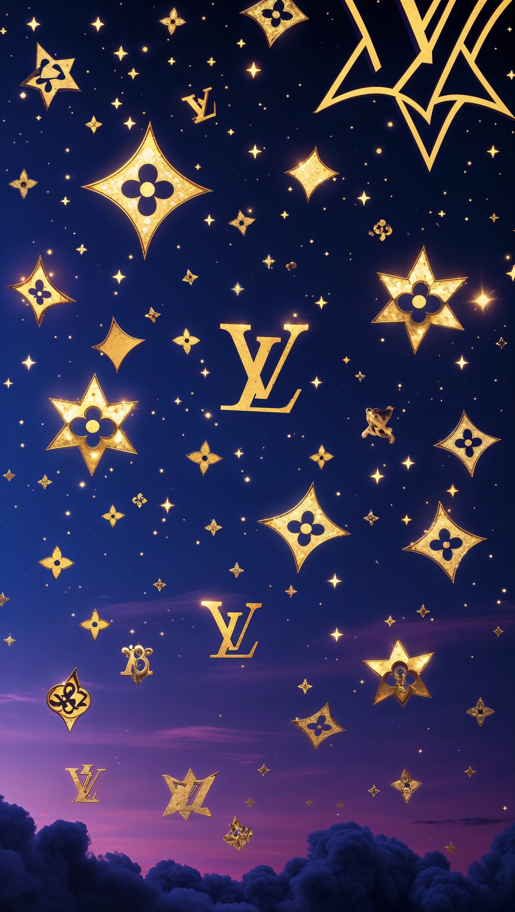 Night sky design with Louis Vuitton logo as stars