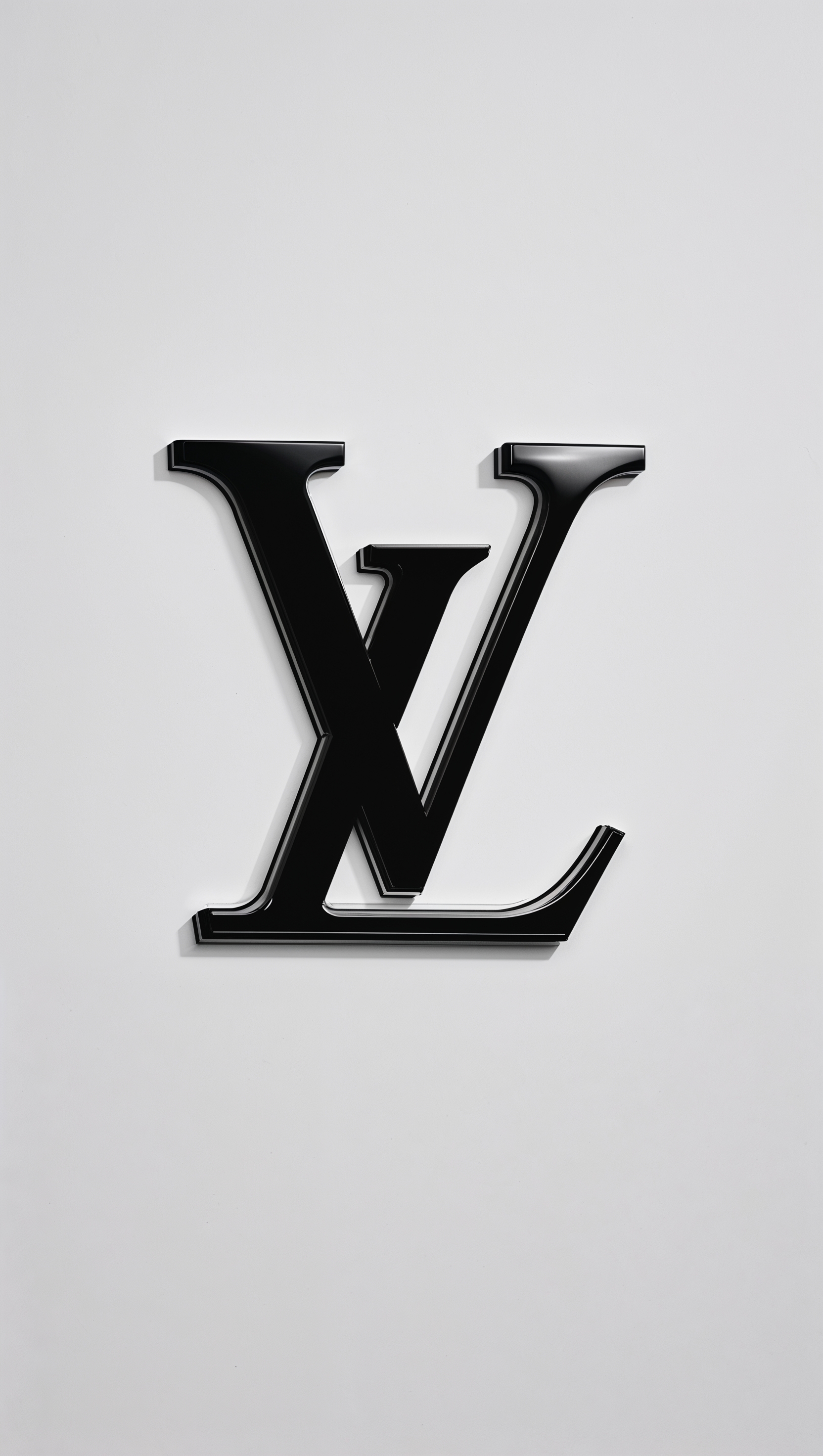 Minimal design in black and white with LV logo