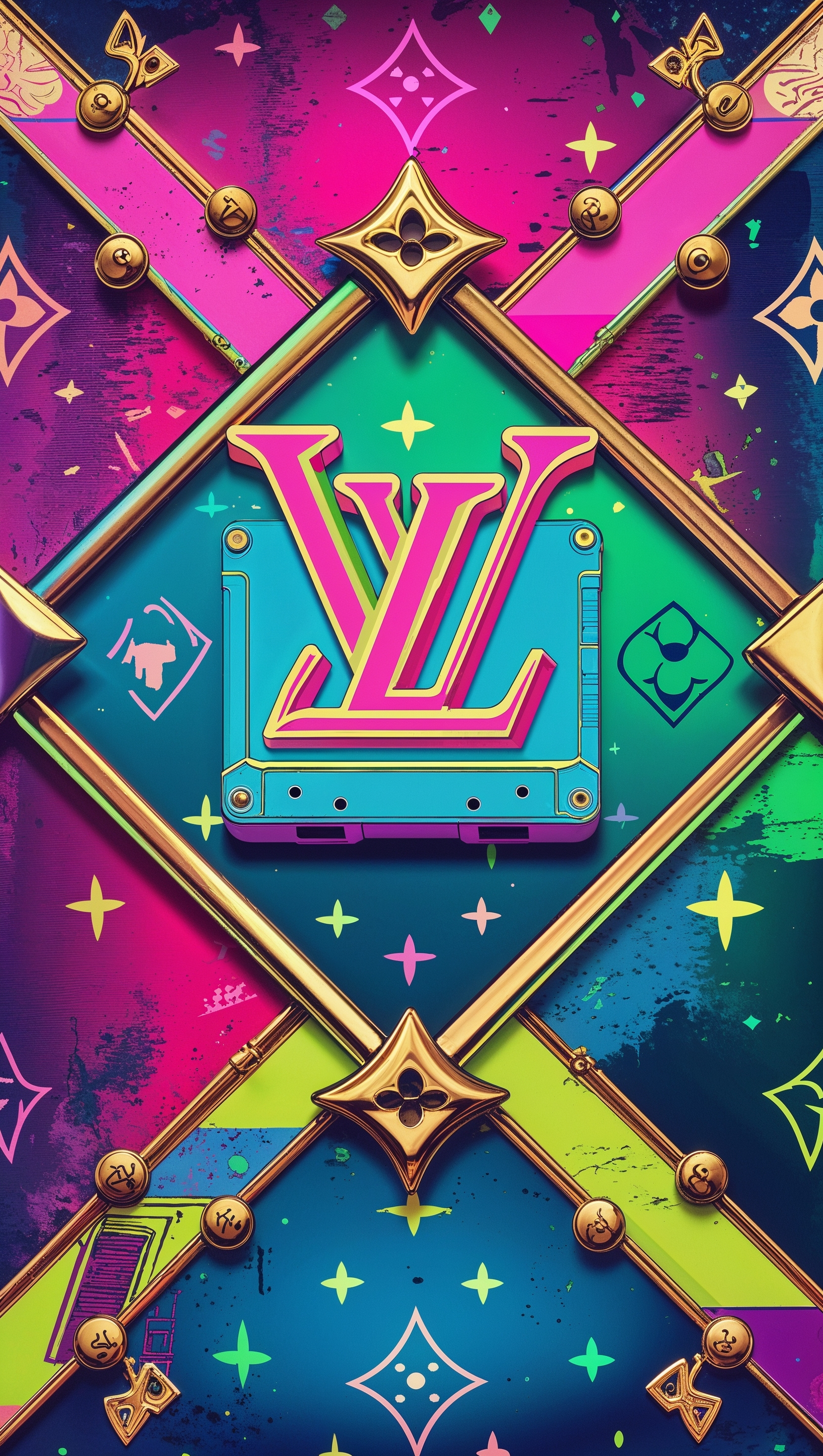 Retro 80s design with Louis Vuitton elements