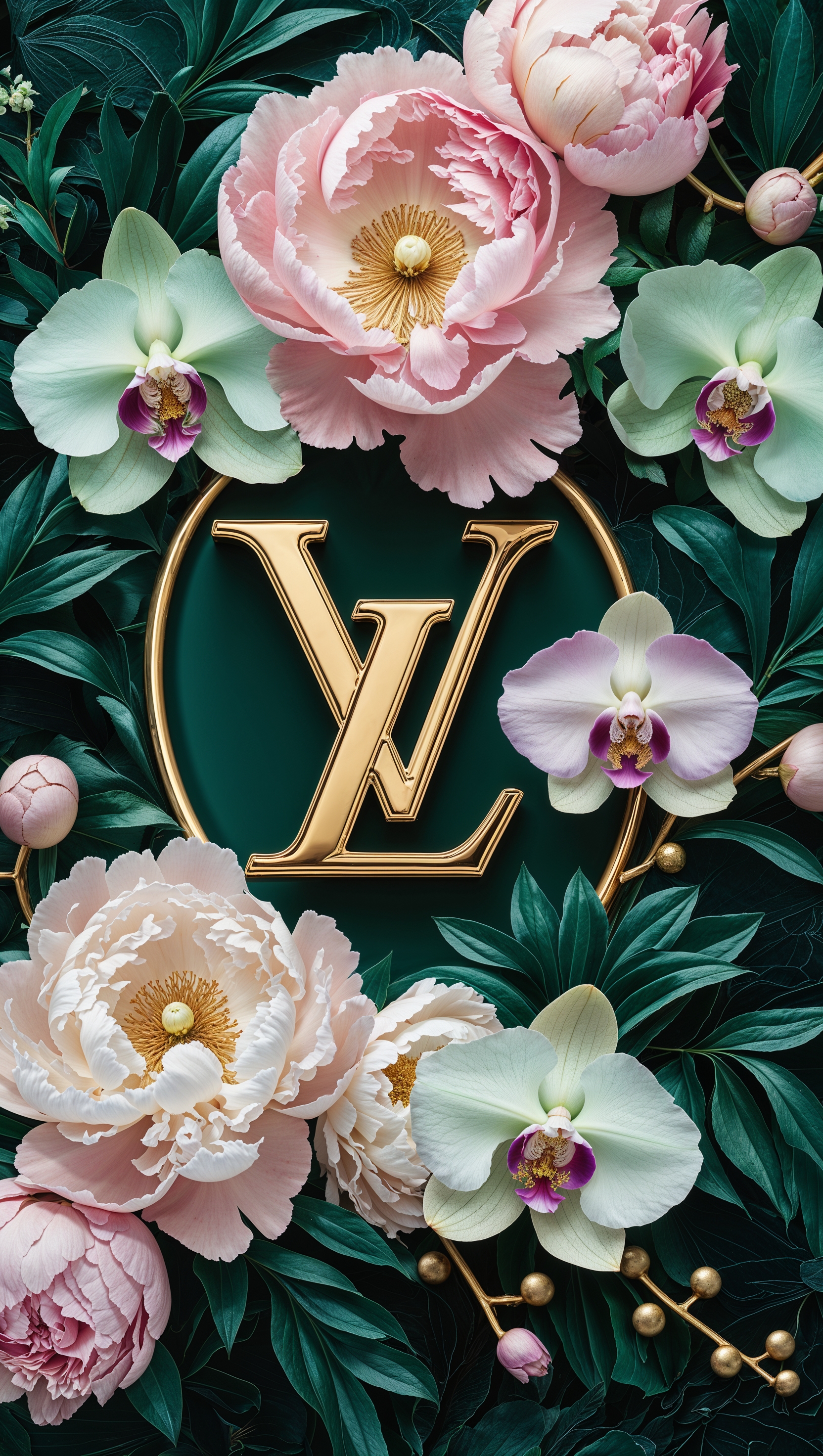 Luxurious floral background combined with LV logo