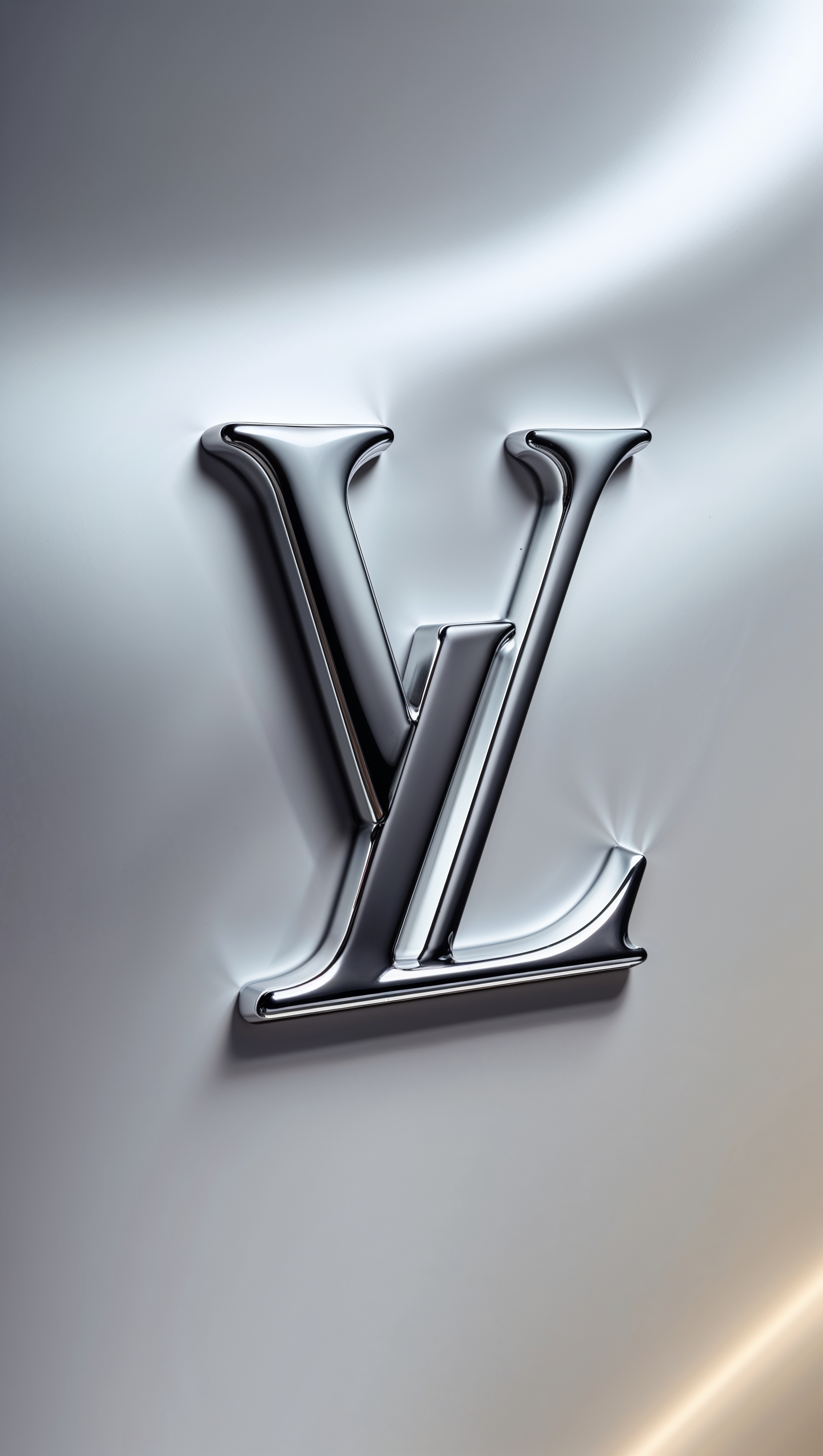 Glassy wallpaper reflecting the LV logo