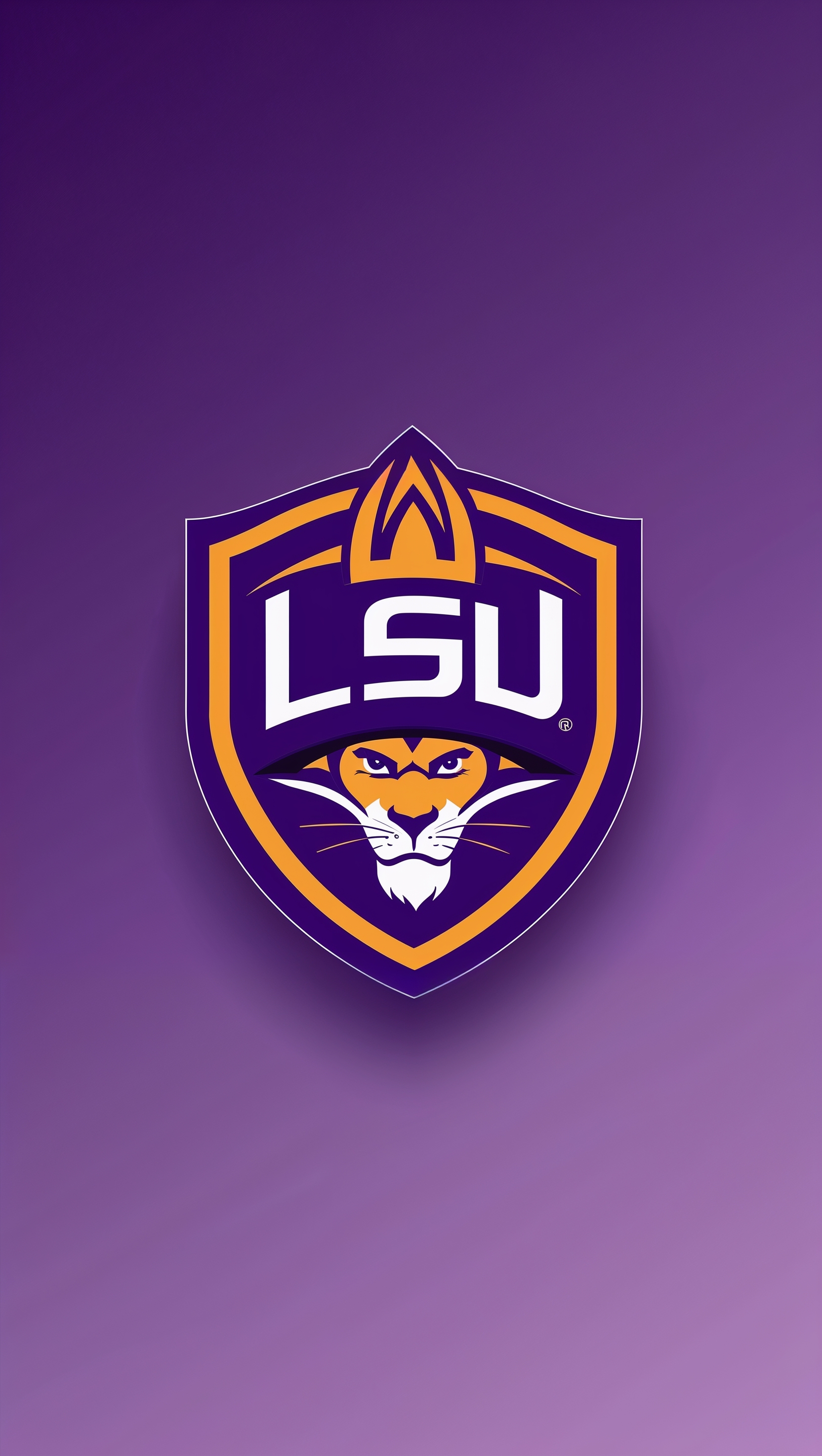 Minimalist LSU crest with purple gradient background