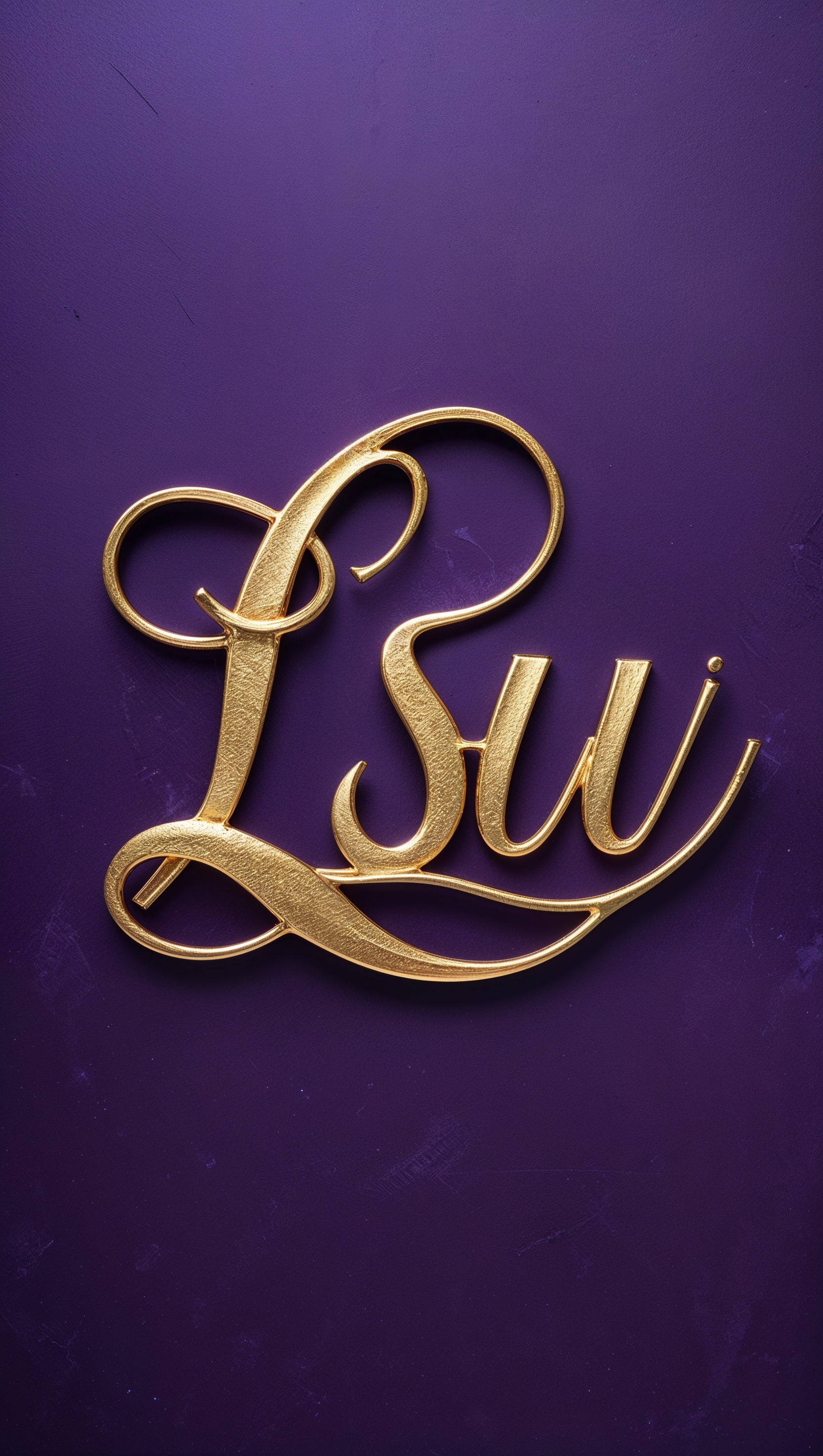 Elegant LSU initials in gold on a matte purple background