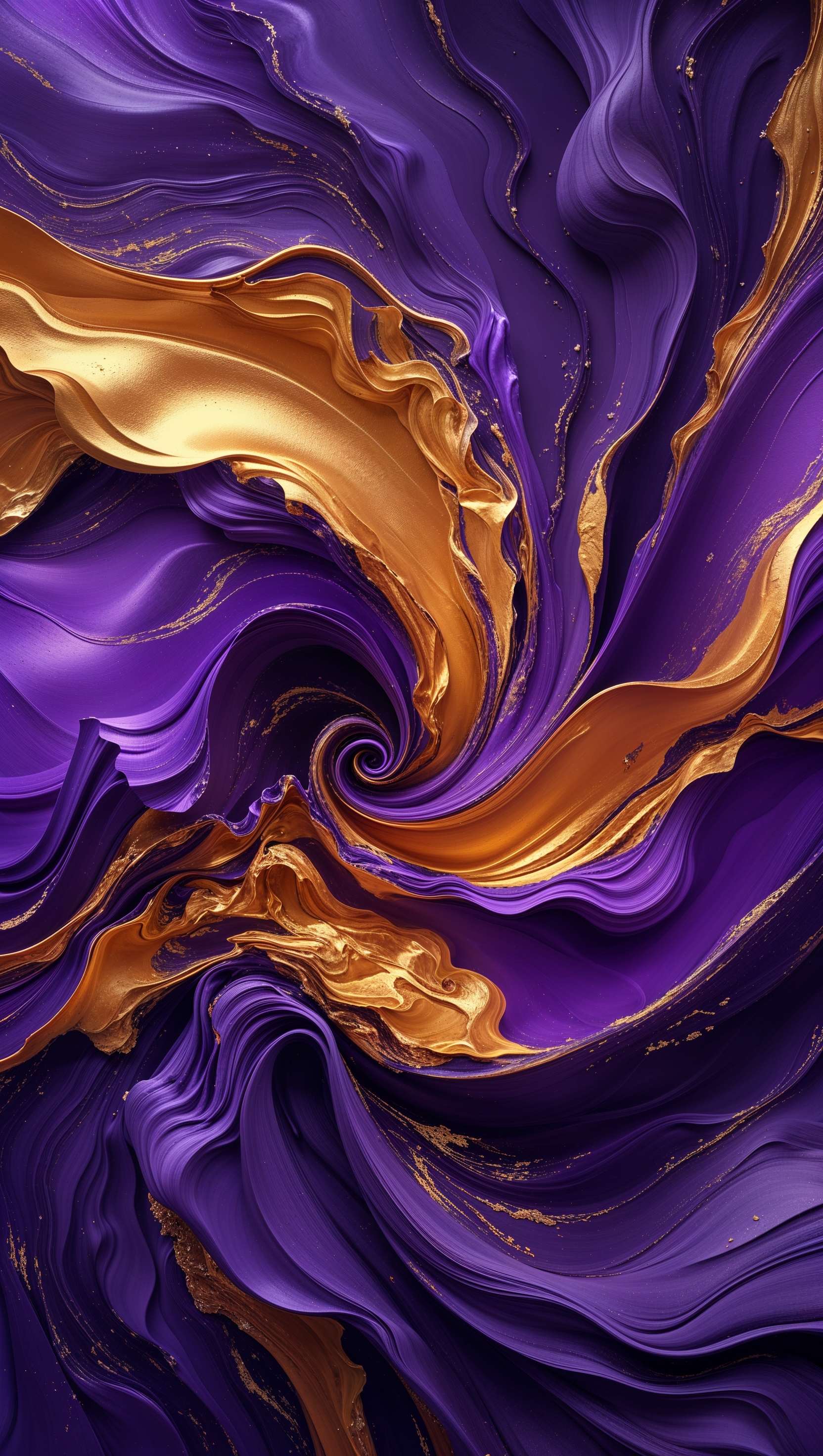 Abstract art in LSU colors (purple and gold), dynamic flow, for phone screen