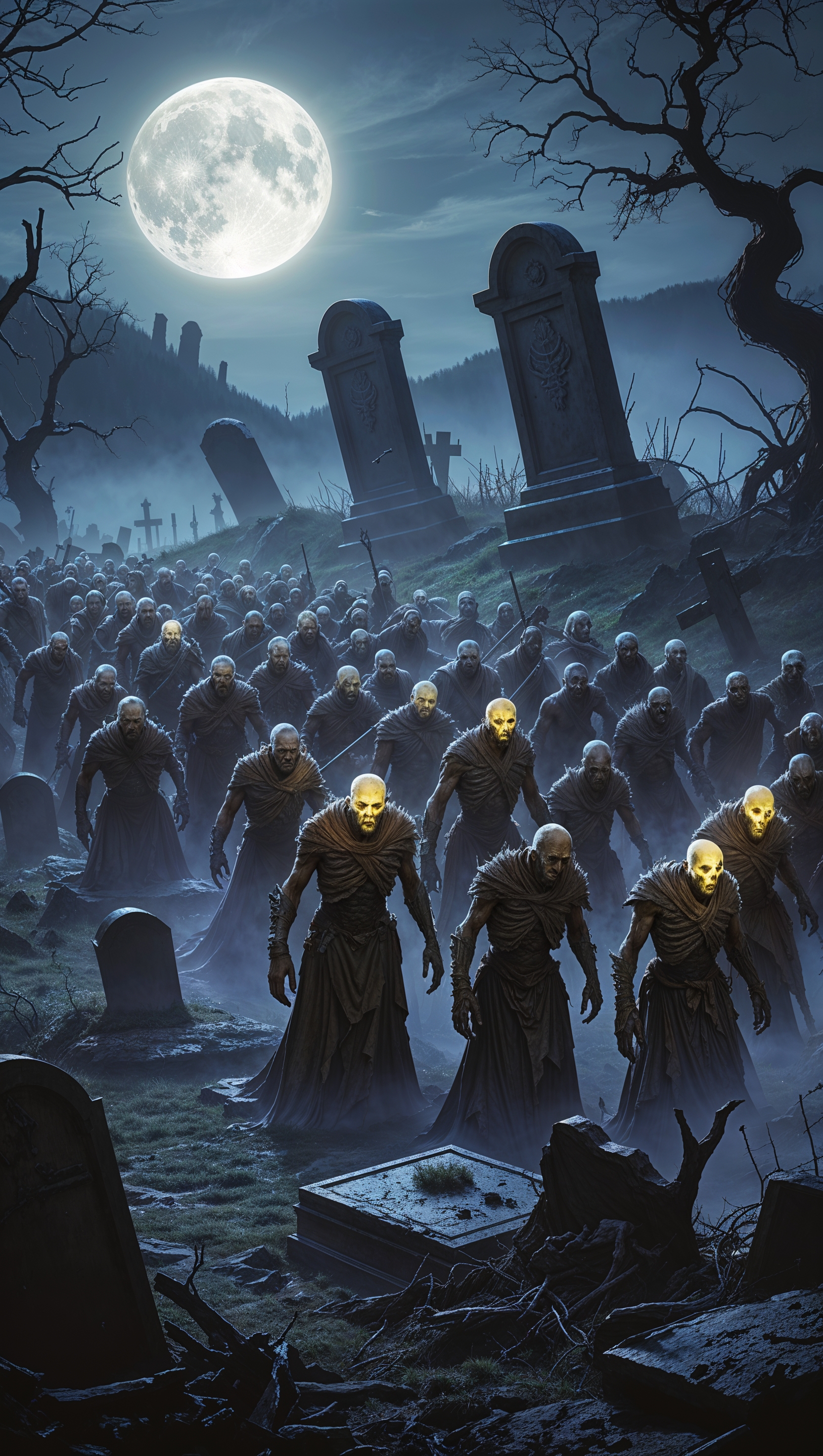 Undead army rising under moonlight, dark fantasy MTG wallpaper