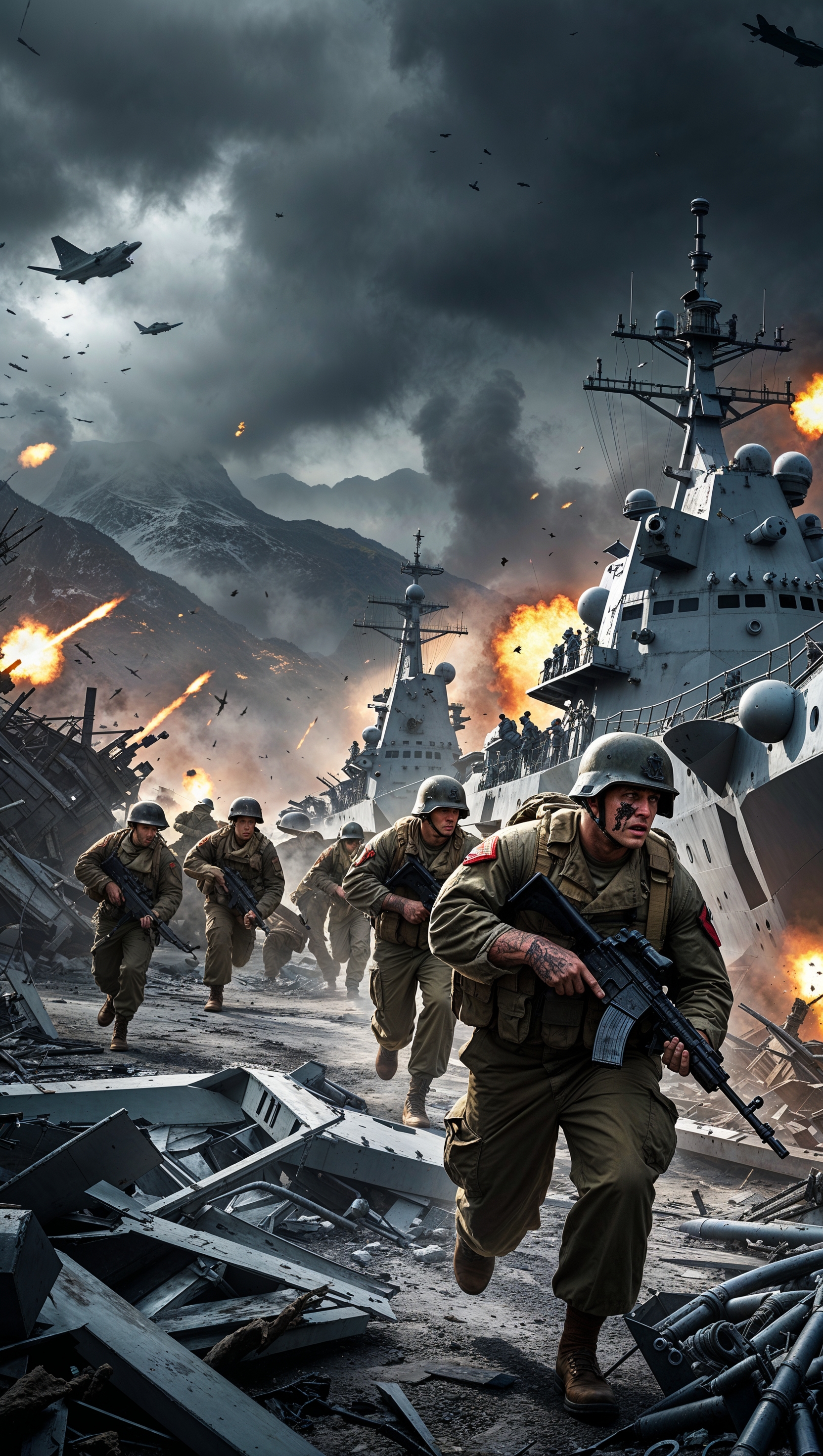Marine forces attacking an enemy naval base
