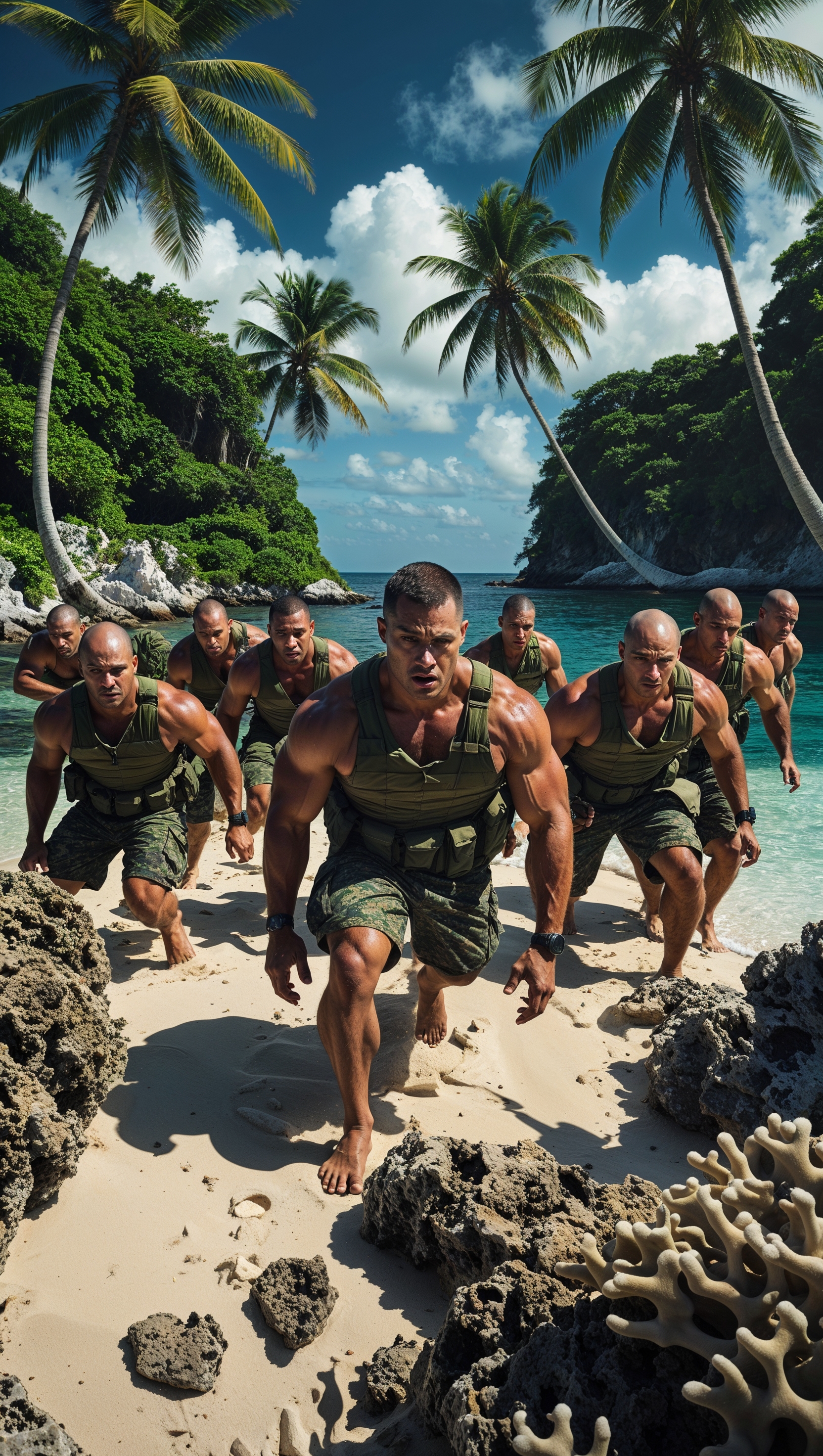 An image of a marine force training on a remote island