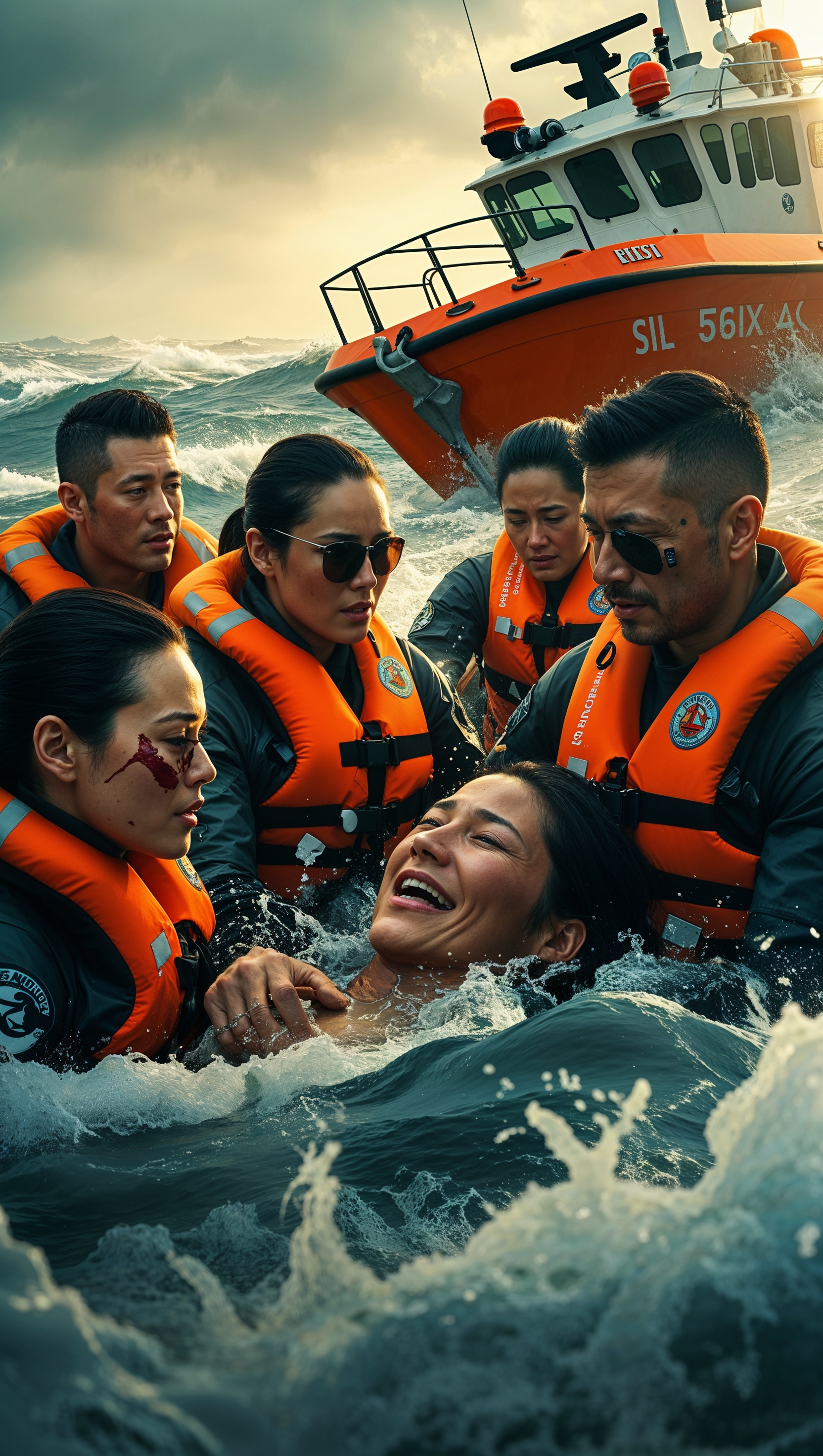 An image of a marine rescue team in the sea