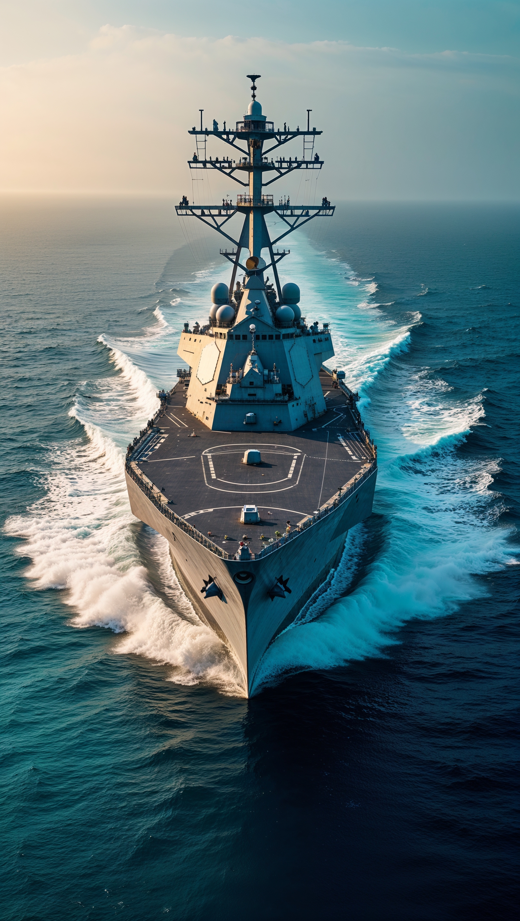 An image of a marine warship crossing the ocean
