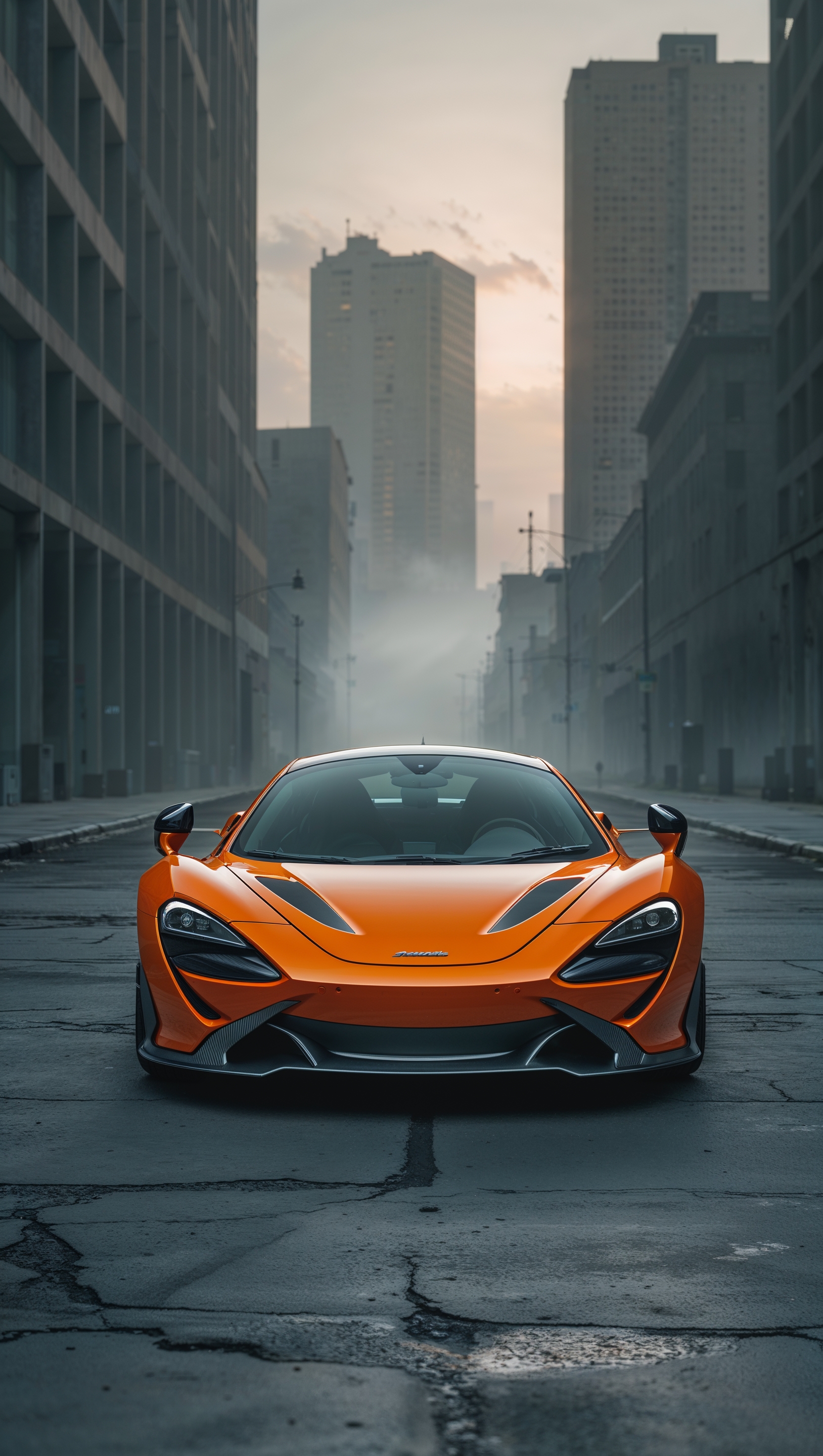 McLaren in the middle of an empty urban street