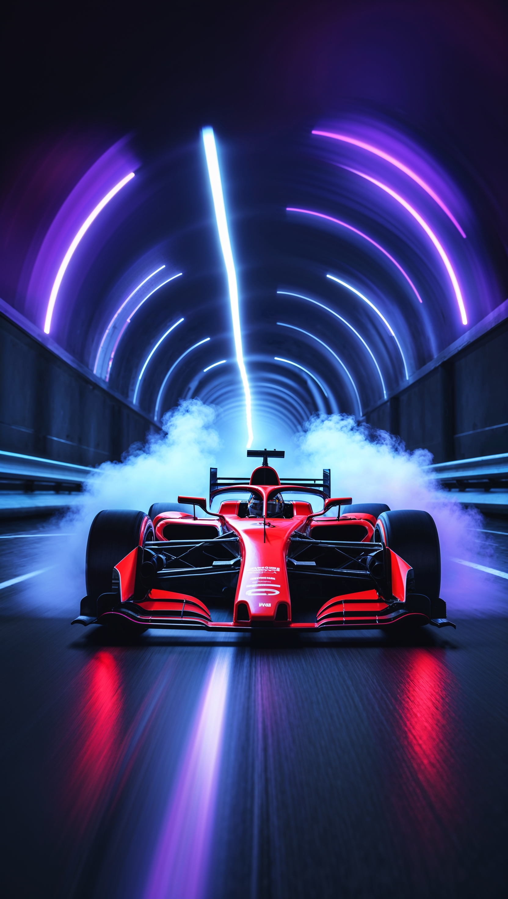 McLaren in a glowing tunnel with motion blur effect