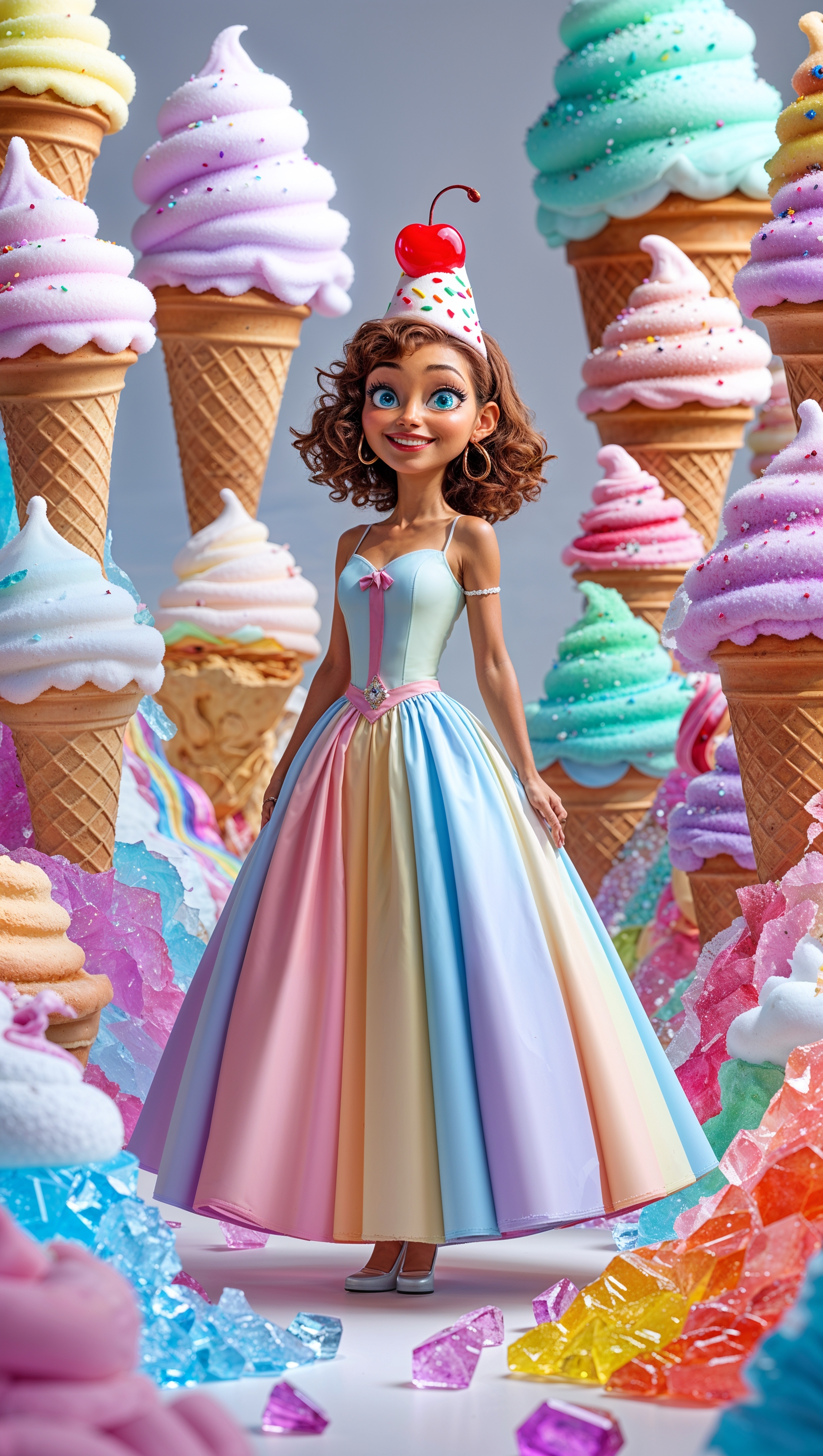 Melanie in a fantasy world of ice cream and candy, iPhone wallpaper