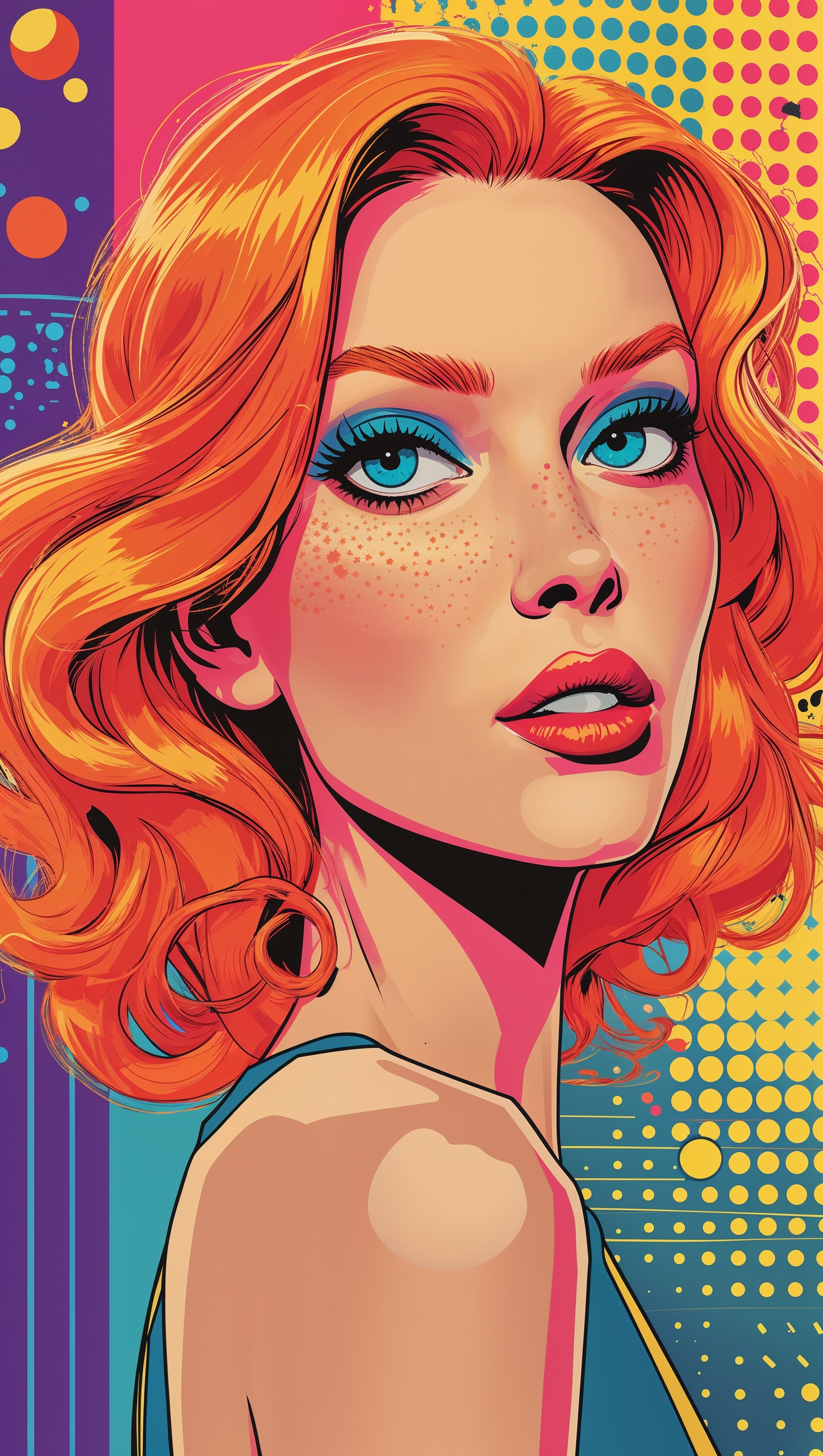 Pop art style Melanie with vibrant colors, iPhone background