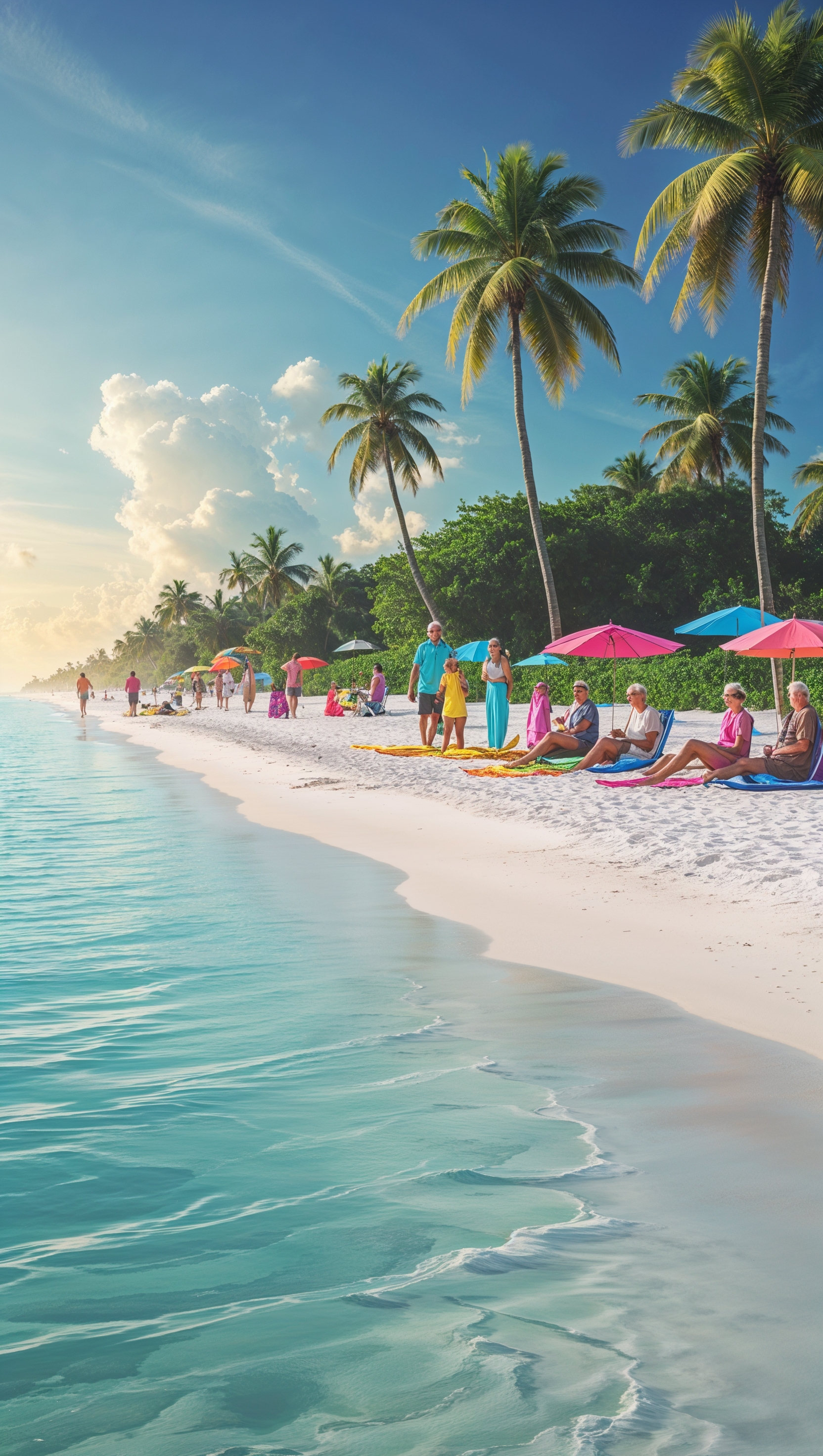 Miami beach with white sands and shallow waters