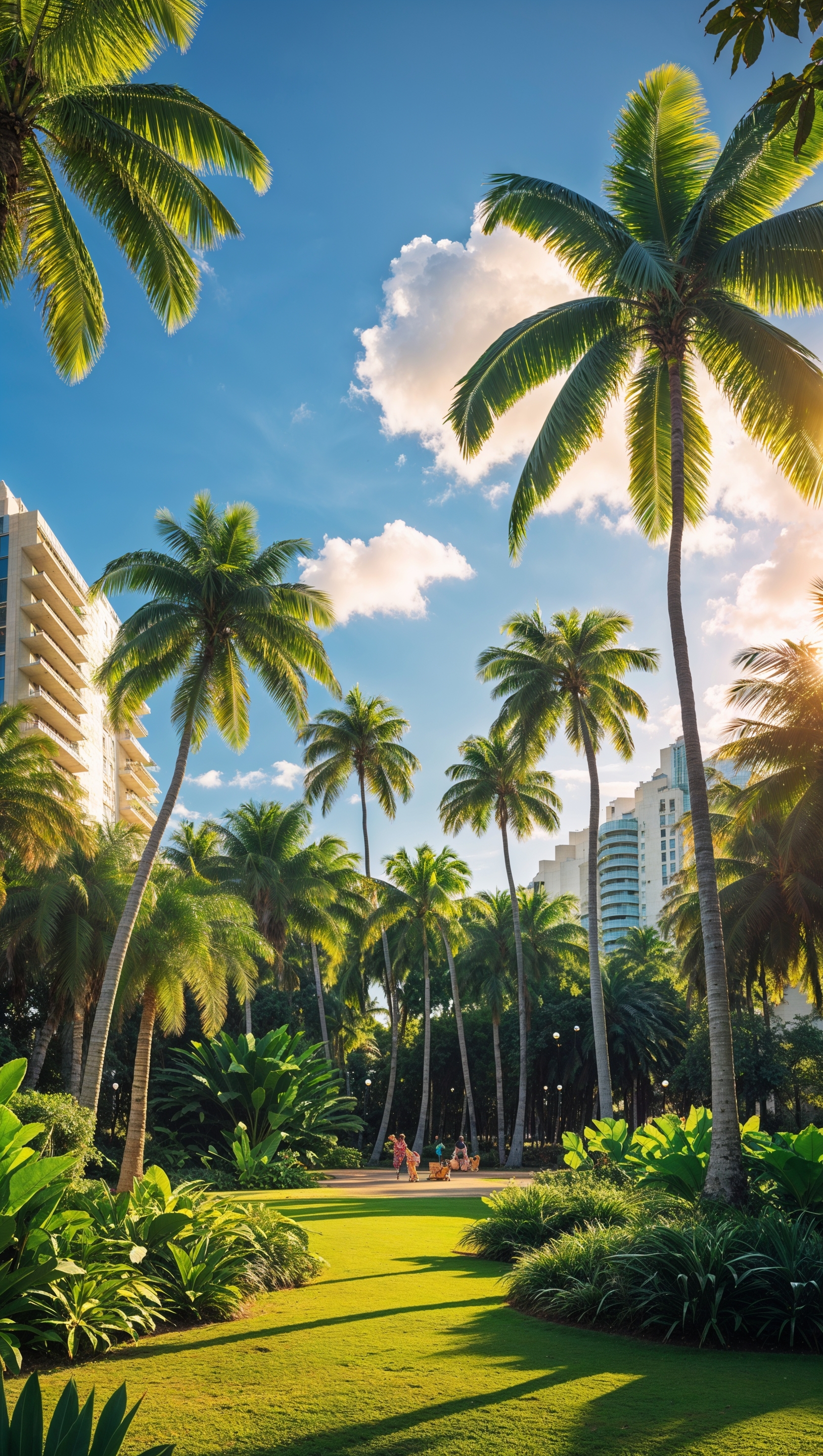 A park with greenery and palm trees in Miami